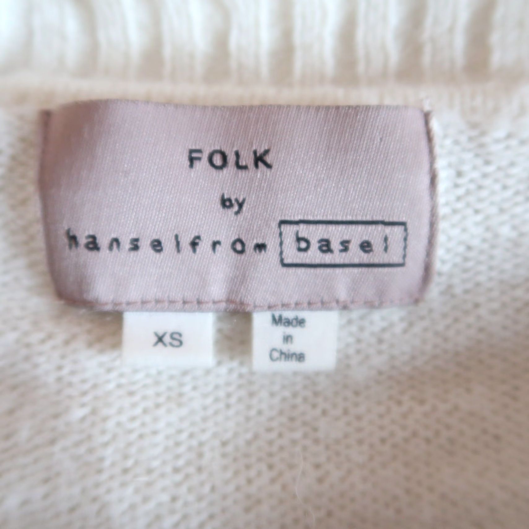 Vintage Folk by Hansel From Basel Cardigan Sweater Cream Navy Trim Wool Blend XS Women Long Sleeve V-Neck Size XS / US 0-2 / IT 36-38 - 5 Thumbnail
