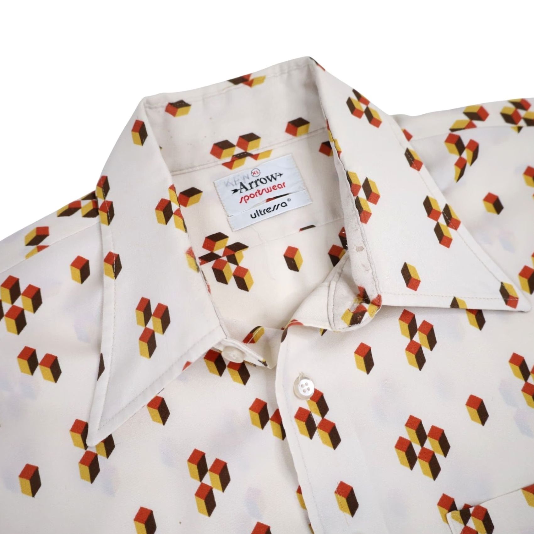 Arrow VINTAGE Arrow Sportswear Geometric Print Button Up Shirt White XL Mens Long Sleeve Size US XL / EU 56 / 4 - 6 Thumbnail