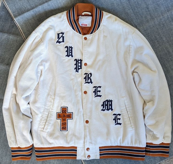 Supreme corduroy best sale varsity jacket