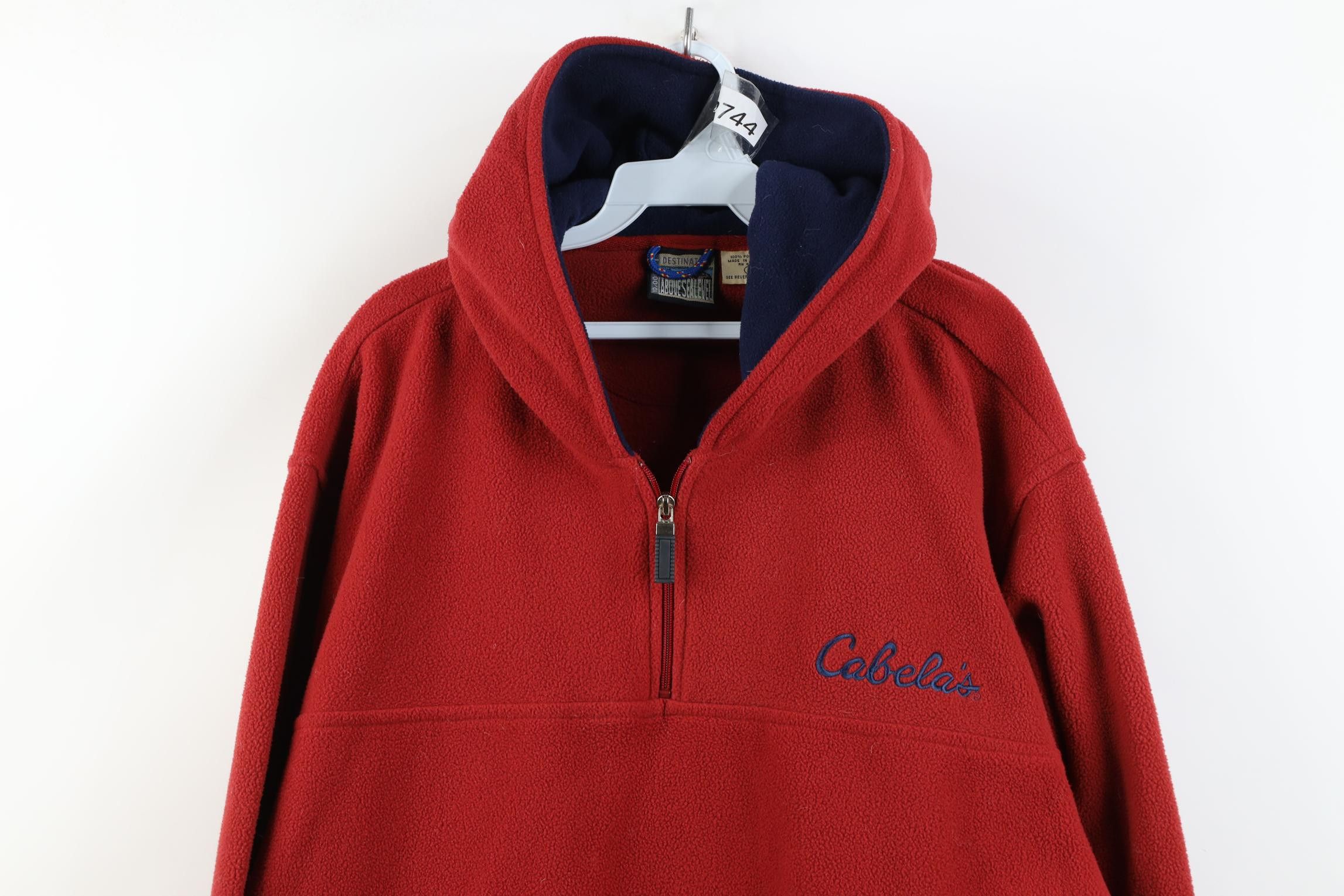 Cabelas Vintage 90s Cabelas 1/4 Zip Fleece Hoodie Sweatshirt Red Size US L / EU 52-54 / 3 - 2 Thumbnail