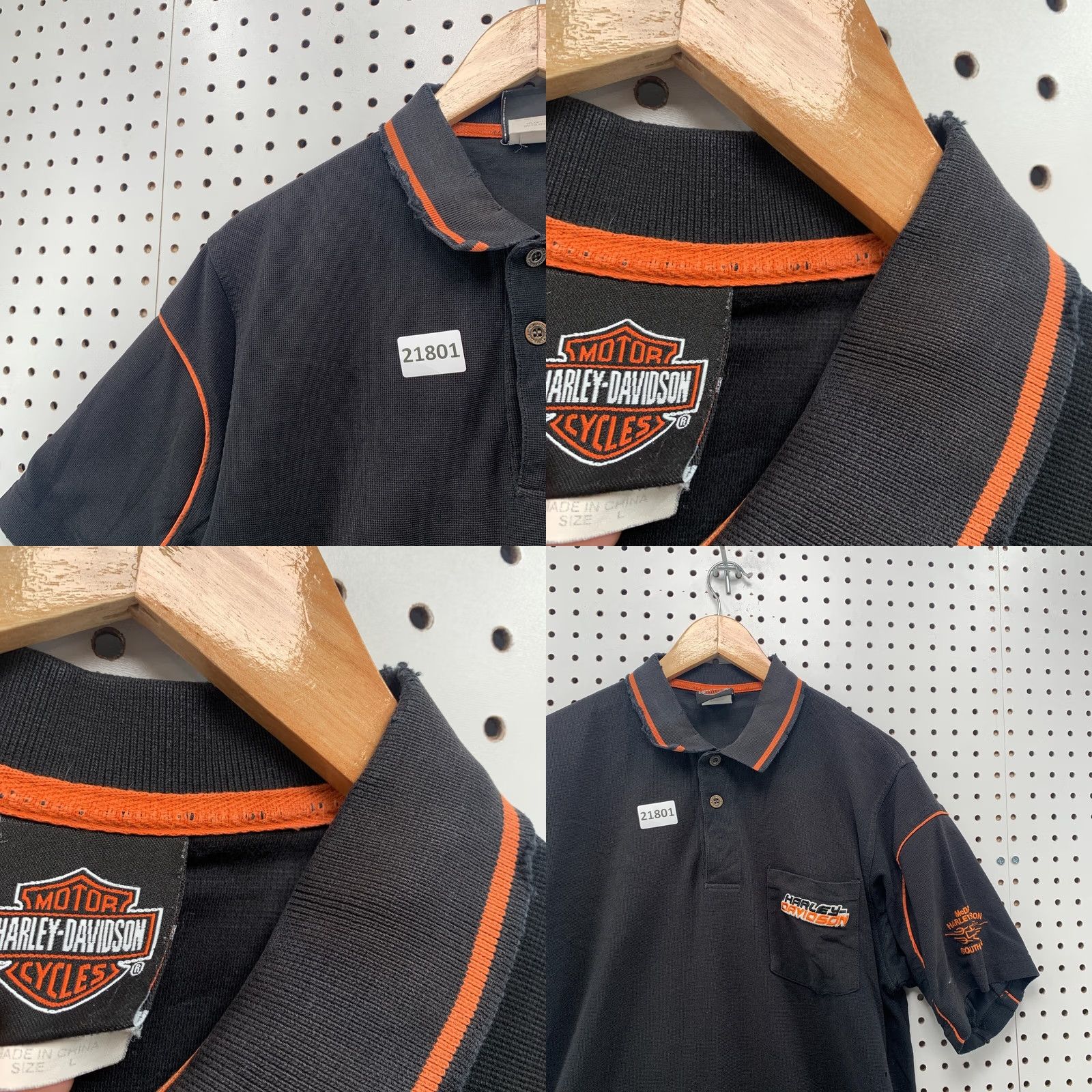 Harley Davidson Harley-Davidson Motorcycle Pocket Polo Shirt Black Orange Mens Large 22x31 Size US L / EU 52-54 / 3 - 8 Thumbnail