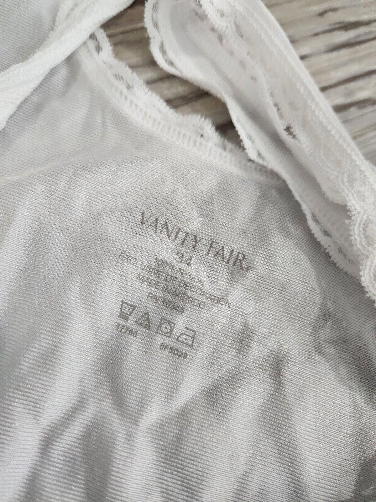 Designer Vanity Fair Slip Tank Top White Lace Trim Sz 34 Bust Size ONE SIZE - 5 Thumbnail
