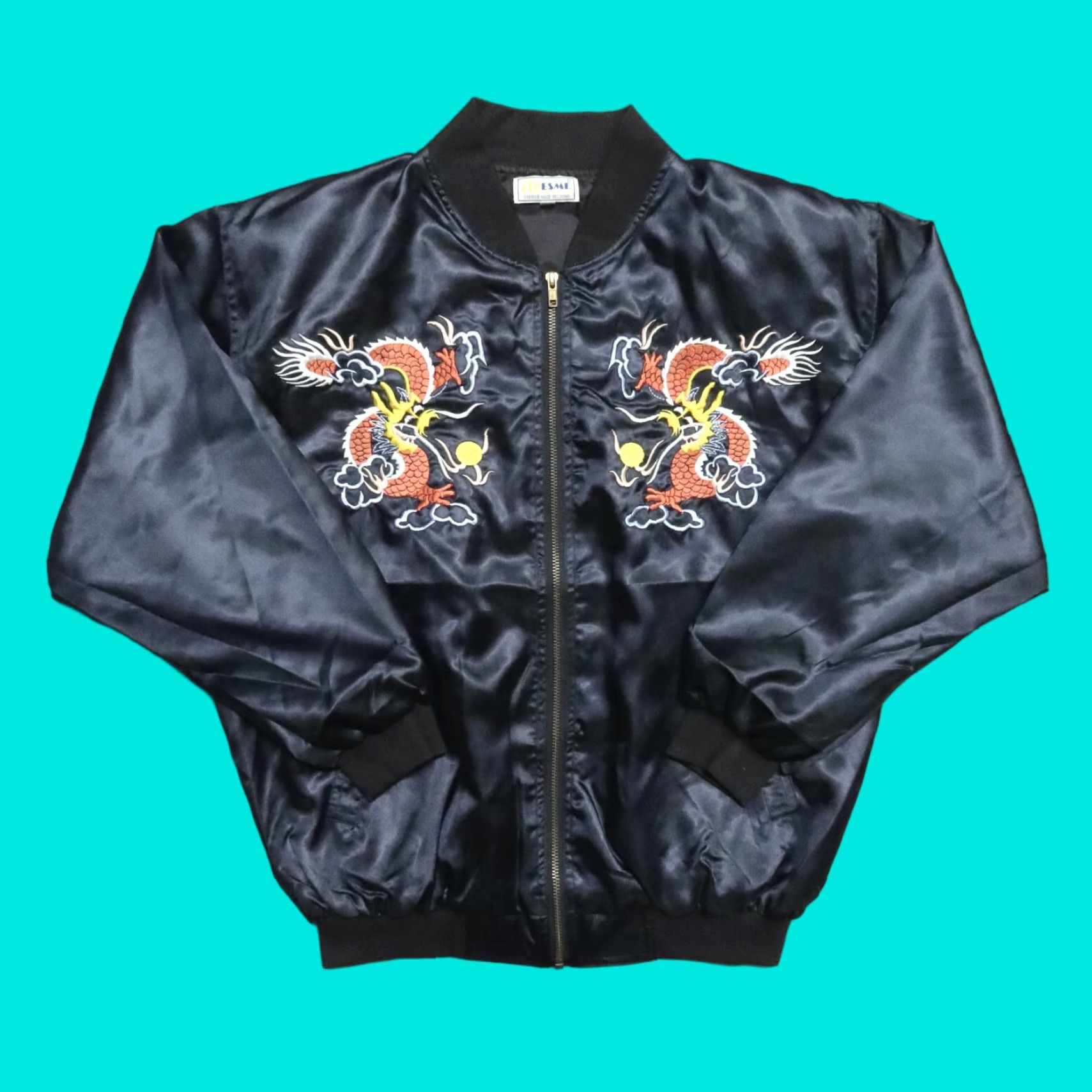 Vintage VINTAGE Esme Bomber Jacket Mens M Black 80s Satin Dragon Souvenir Jacket Size US M / EU 48-50 / 2 - 1 Thumbnail