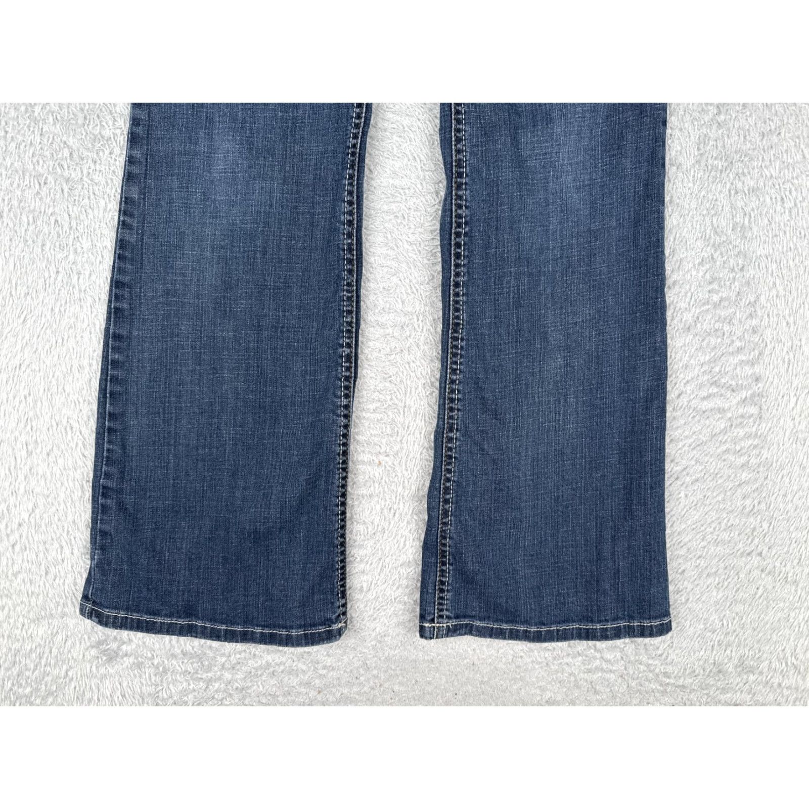L.E.I. VINTAGE LEI Sophia Hiphugger Flare Jeans Womens 13 Blue Denim Mid Rise Bootcut 30x30 Size 34" / US 12 / IT 48 - 2 Thumbnail