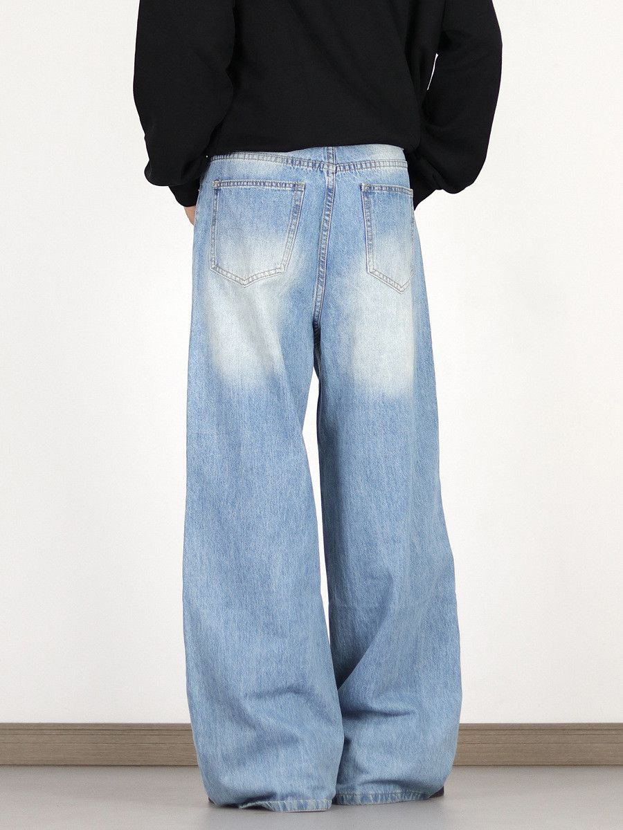 Japanese Brand × Jean Men's street loose straight retro distressed washed jeans Size US 32 / EU 48 - 3 Thumbnail