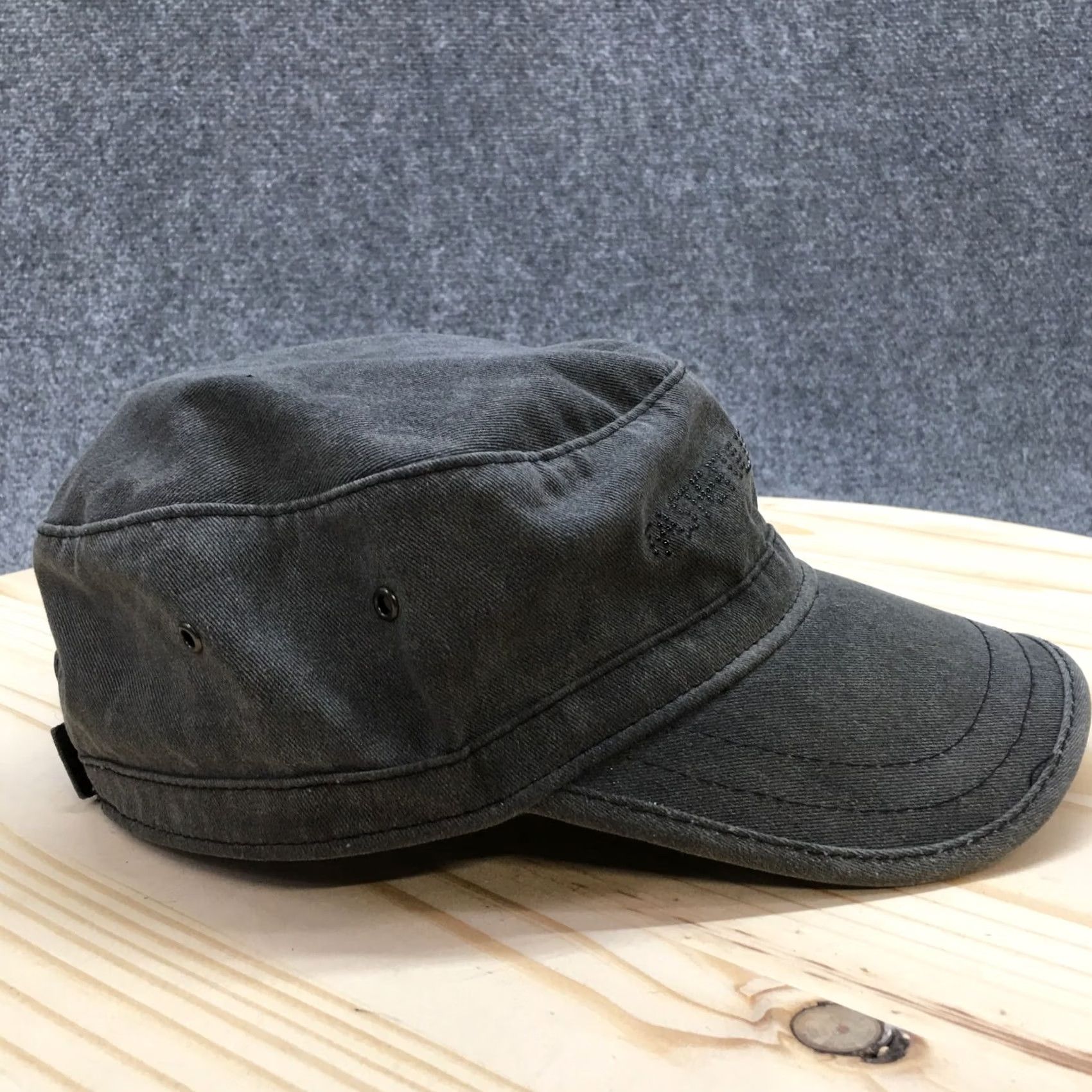 Vintage Simple Cap Womens One Size Gray Tastefully Army Adjustable Curved Brim Studded Size ONE SIZE - 5 Thumbnail