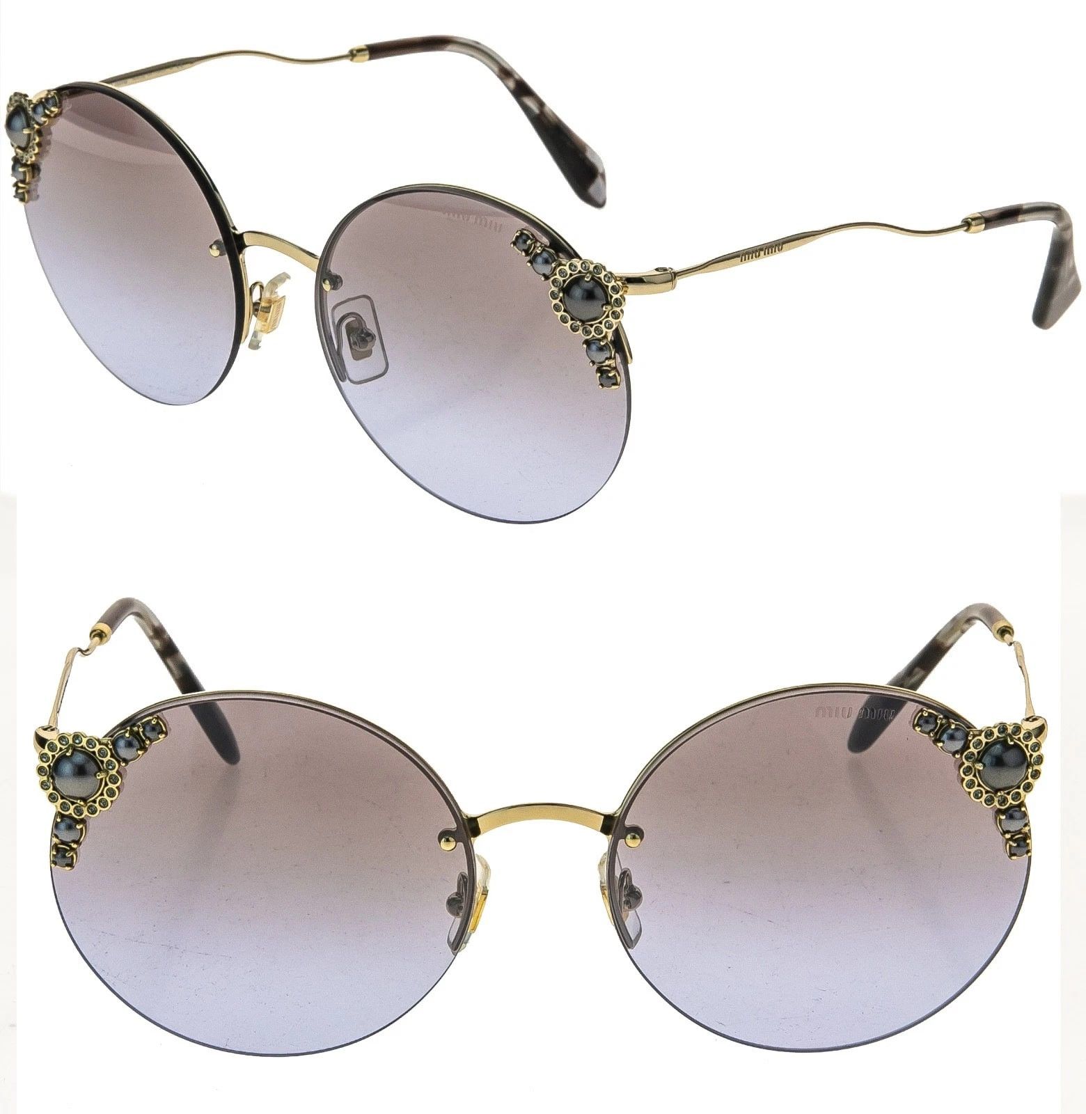 Miu Miu MIU MIU Mu52Ts Gold Crystal Pearl 52T Rimless Sunglasses Size ONE SIZE - 1 Thumbnail