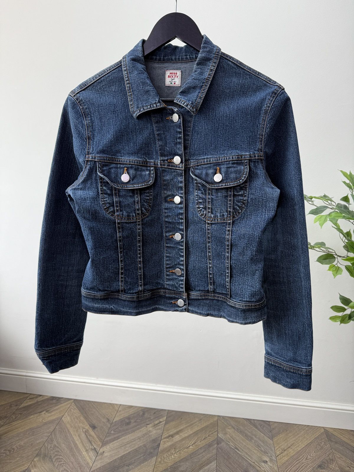 Miss Sixty Vintage Miss Sixty Womens Denim Jacket Cropped Button Up Size M / US 6-8 / IT 42-44 - 2 Thumbnail