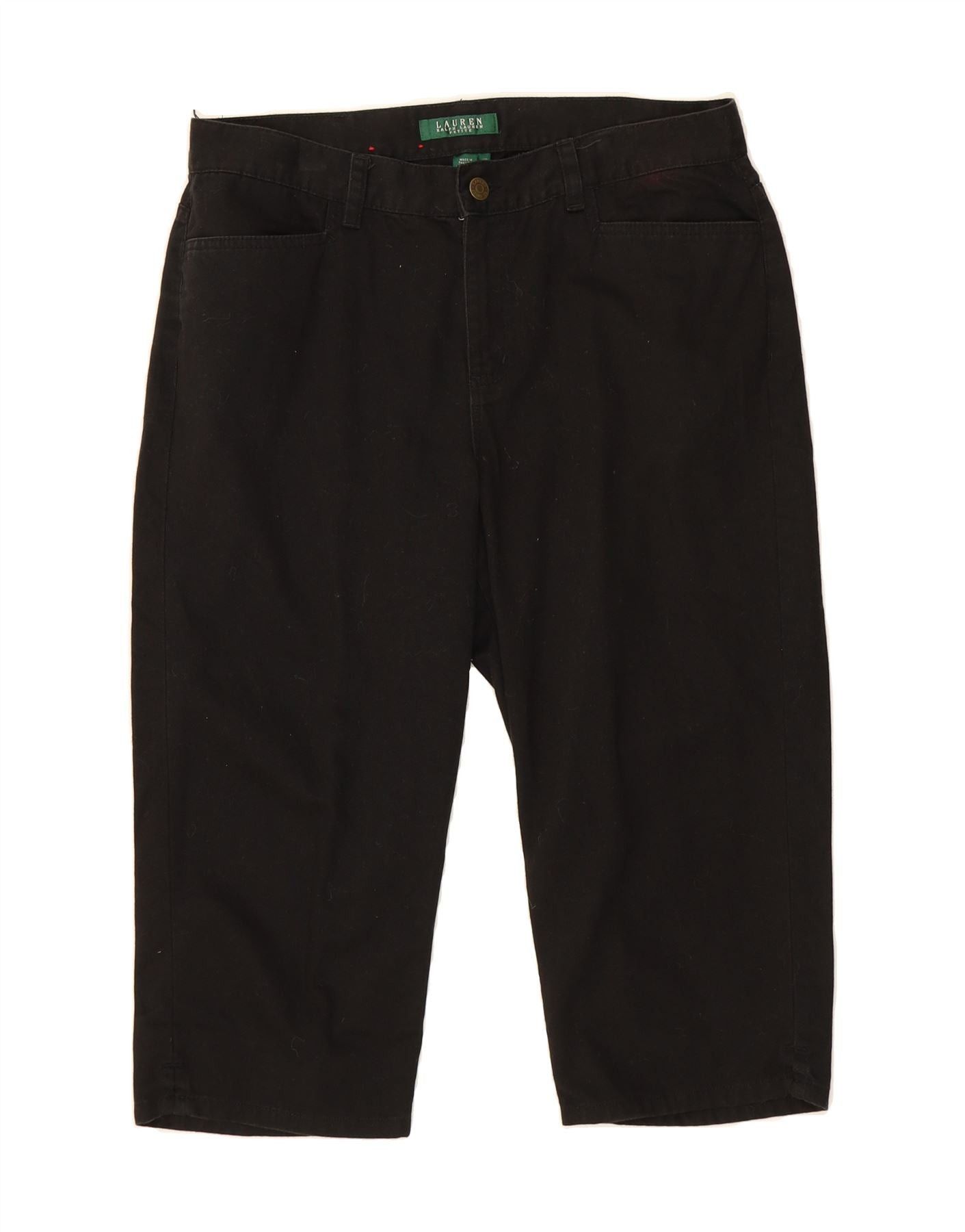 Ralph Lauren Womens Petite Capri Trousers US 10 Large W32 L19 Black Cotto Size 28" / US 6 / IT 42 - 1 Thumbnail