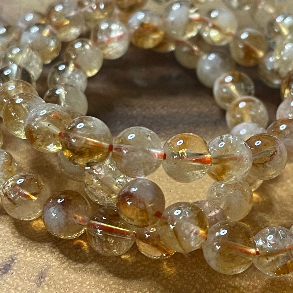 Other Citrine beaded beads stretch bracelet 8mm yellow clear cryst Size ONE SIZE - 10 Thumbnail
