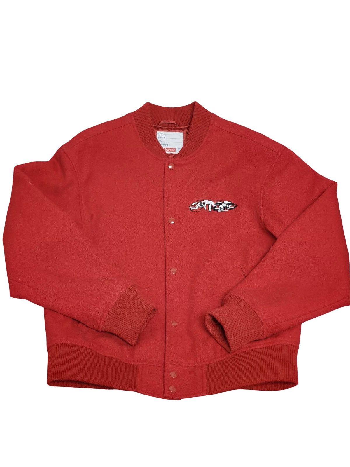 FW19 Supreme Delta Logo Varsity Jacket Red