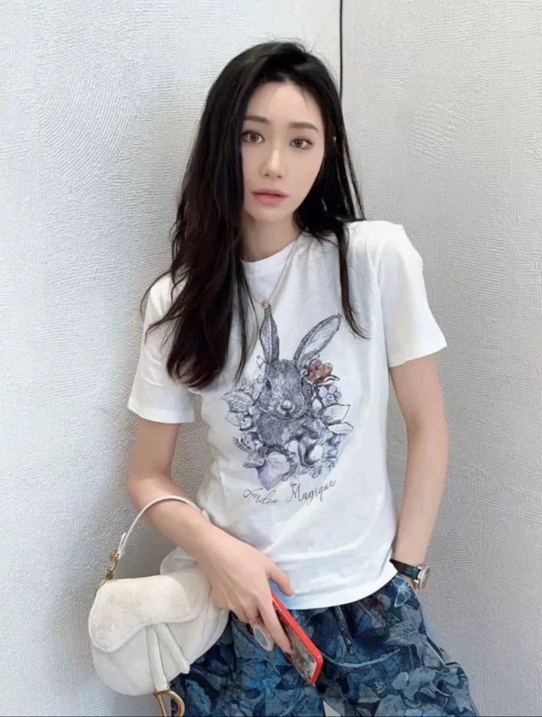 Dior Dior Rabbit-printed women's top with short sleeves Size M / US 6-8 / IT 42-44 - 9 Thumbnail