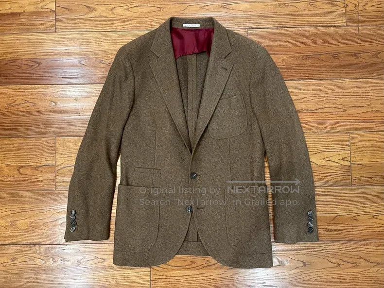 Brunello Cucinelli Brunello Cucinelli Men's Brown Suit Jacket, Collar Stand a Size 46L - 1 Thumbnail
