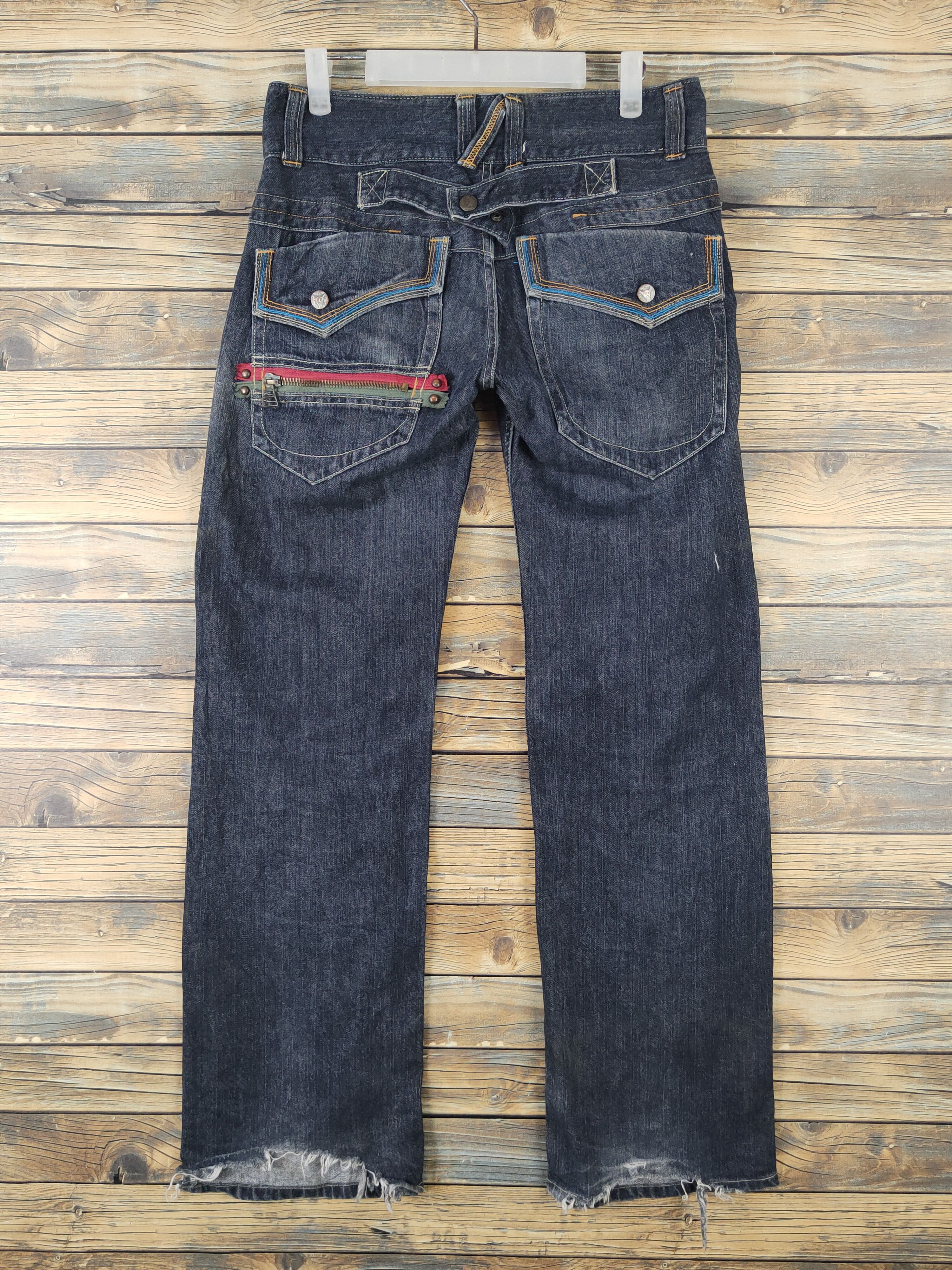 Japanese Brand Exit buckle back Distressed Ripped denim punk Jeans #W1991 Size 29" - 8 Thumbnail