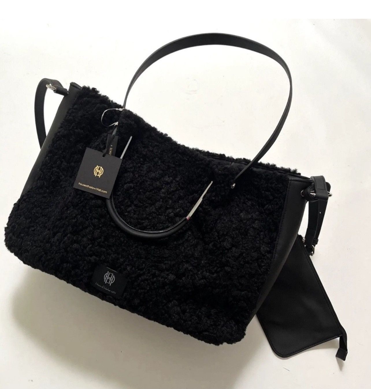 House of Harlow NEW House of Harlow 1960 RARE Black Sherpa Crossbody Tote Size ONE SIZE - 1 Thumbnail