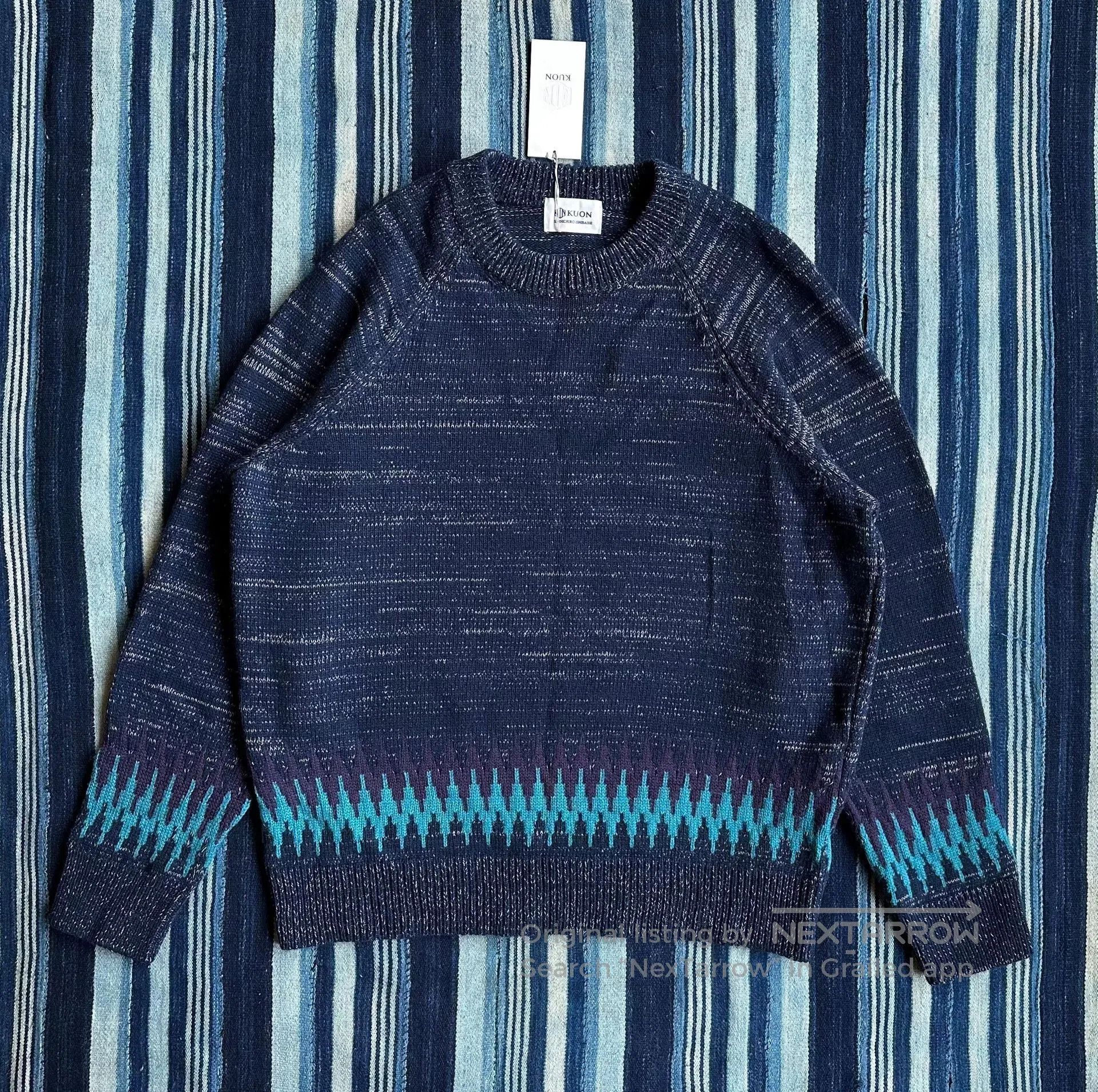 KUON kuon zig-zag sweater in navy blue. Size US S / EU 44-46 / 1 - 1 Thumbnail