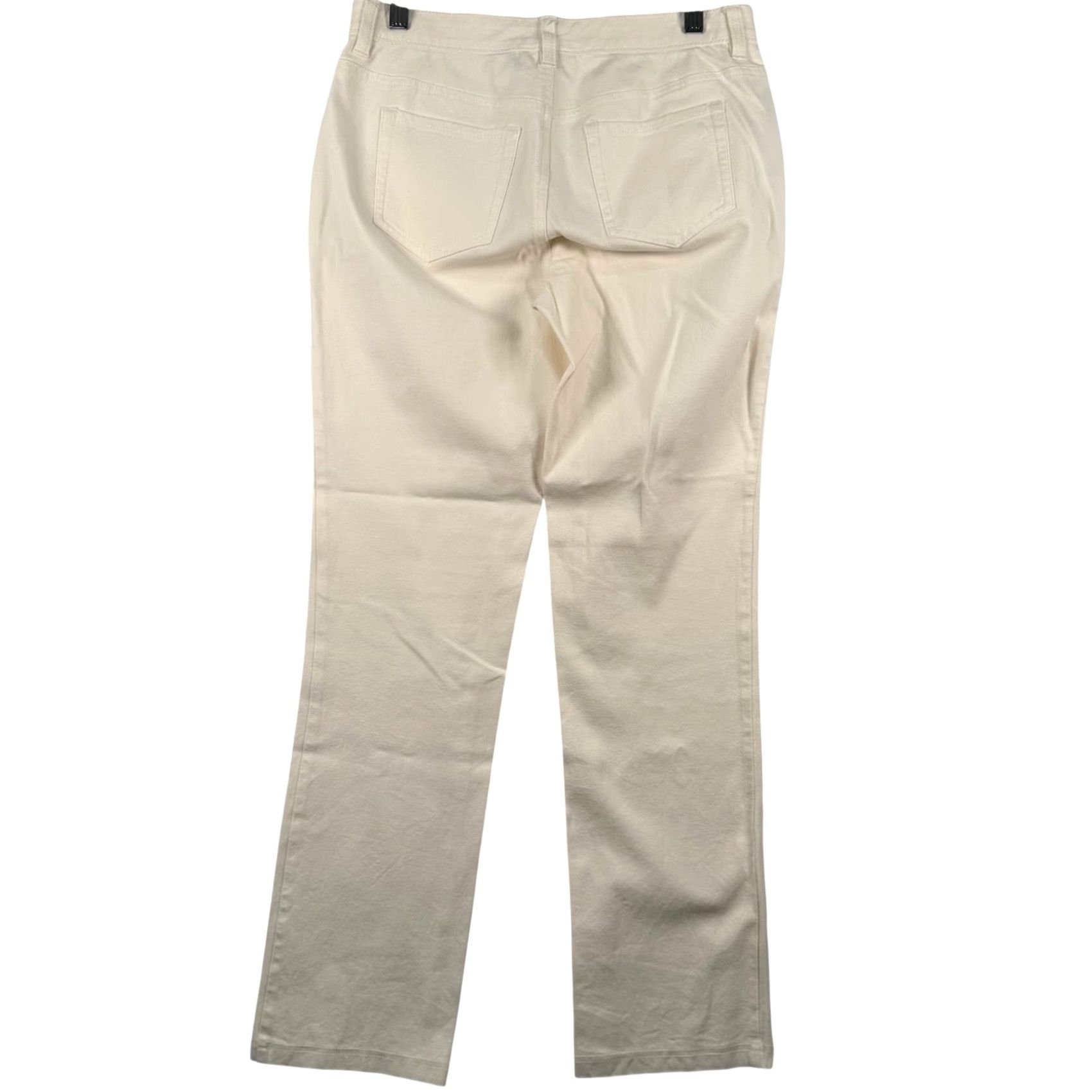 Vintage Chico's Pants Straight Leg Ivory 4 Chino Flat Front Button Zip Stretch Twill 28 Inseam, 29 Waist Womens Size 27" / US 4 / IT 40 - 3 Thumbnail