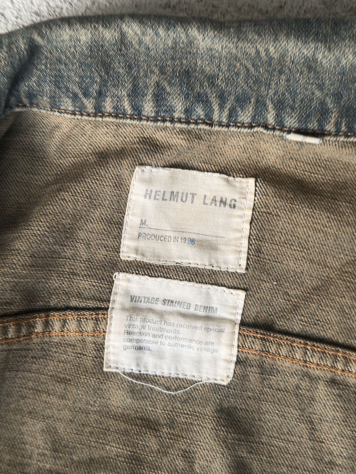 Helmut Lang 1997 Helmut Lang Vintage Stained Denim Jacket Size US M / EU 48-50 / 2 - 10 Thumbnail