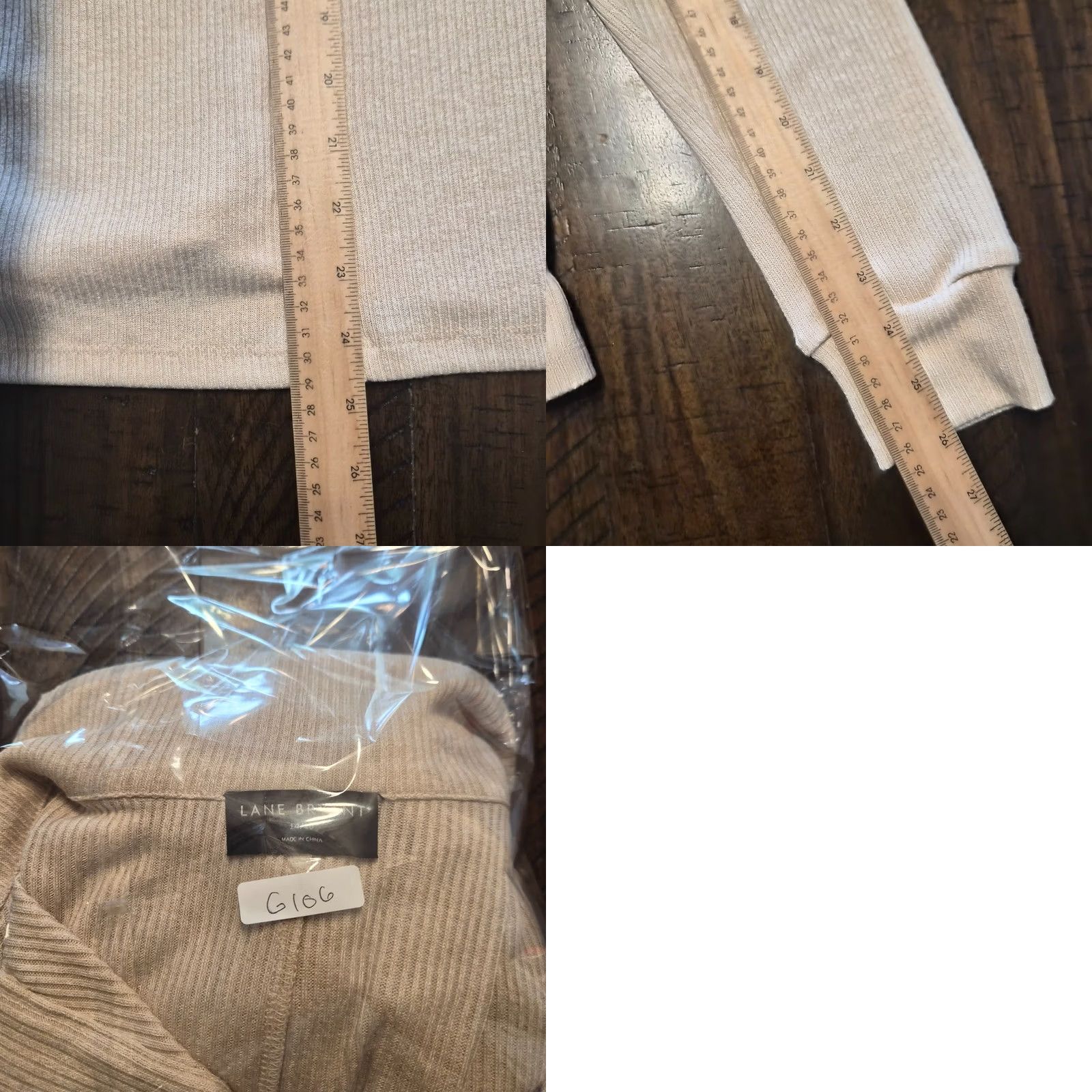 Vintage Lane Bryant Womens Blouse Long Sleeve Size 14 Ivory Ribbed Collared Pullover Knit Solid G106 Size XL / US 12-14 / IT 48-50 - 8 Thumbnail