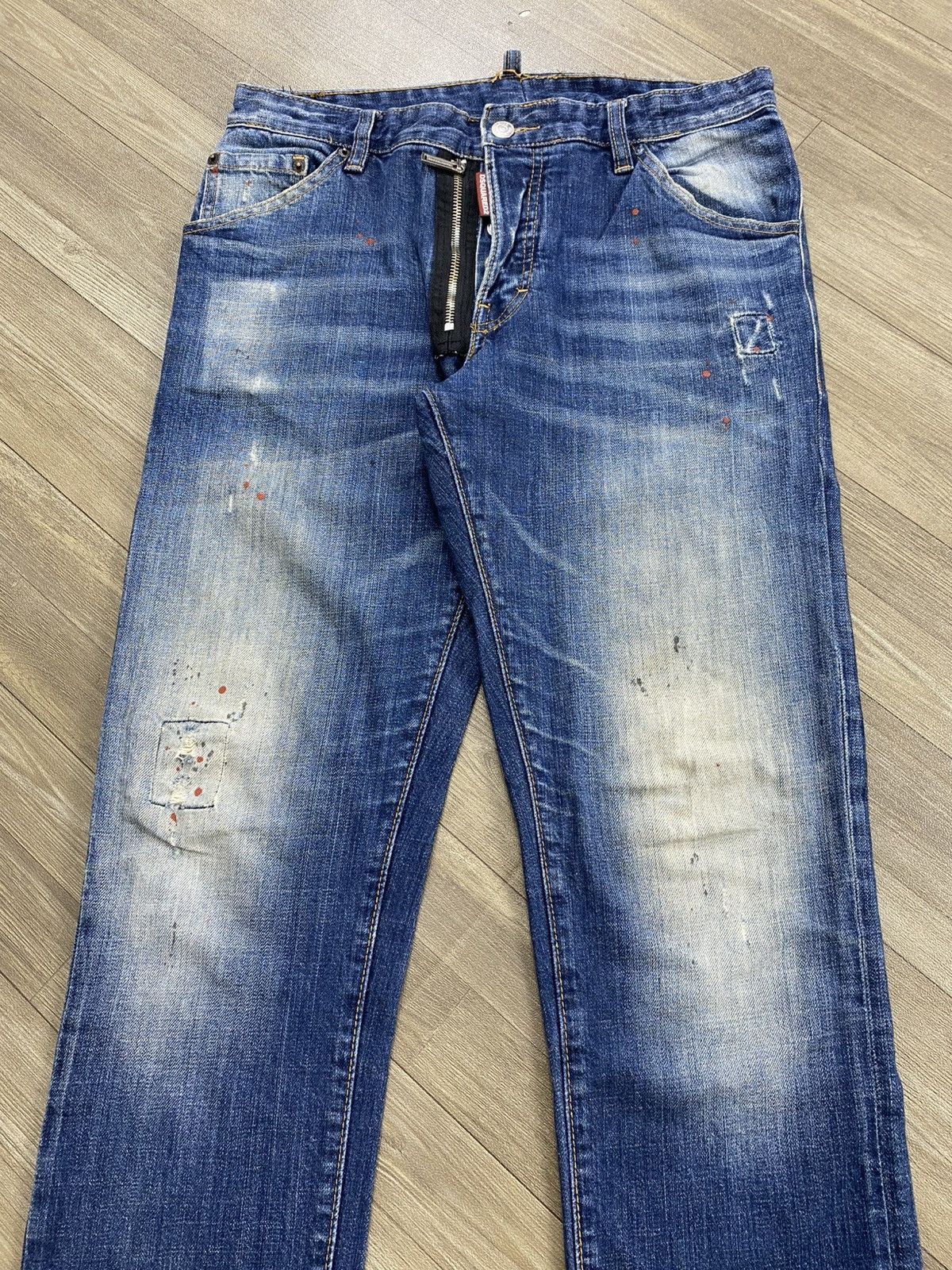 Dsquared2 2000s Dsquared2 Busted Distressed Patch Y2K Hype Faded Jeans Size US 31 - 2 Thumbnail