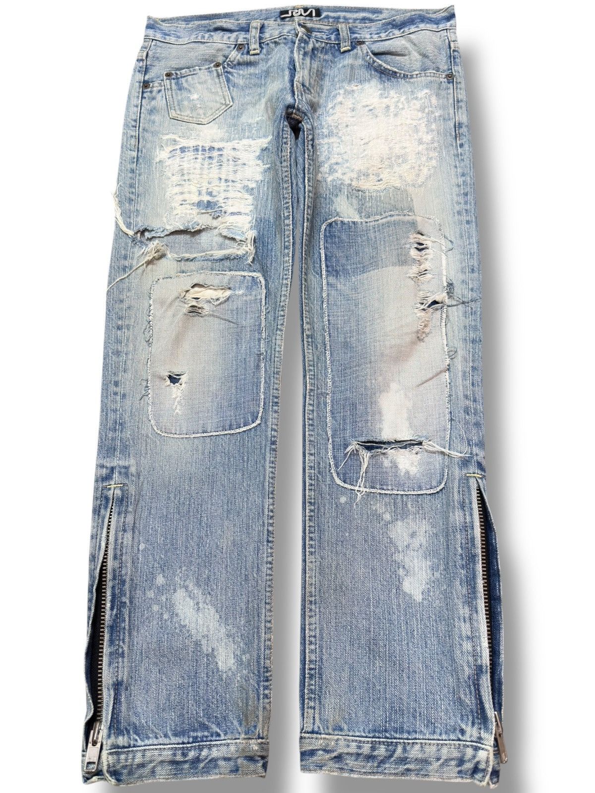 Hysteric Glamour Vintage RNA.Inc Ripped Grunge Zipper Leg Distressed Denim Size US 31 - 1 Thumbnail