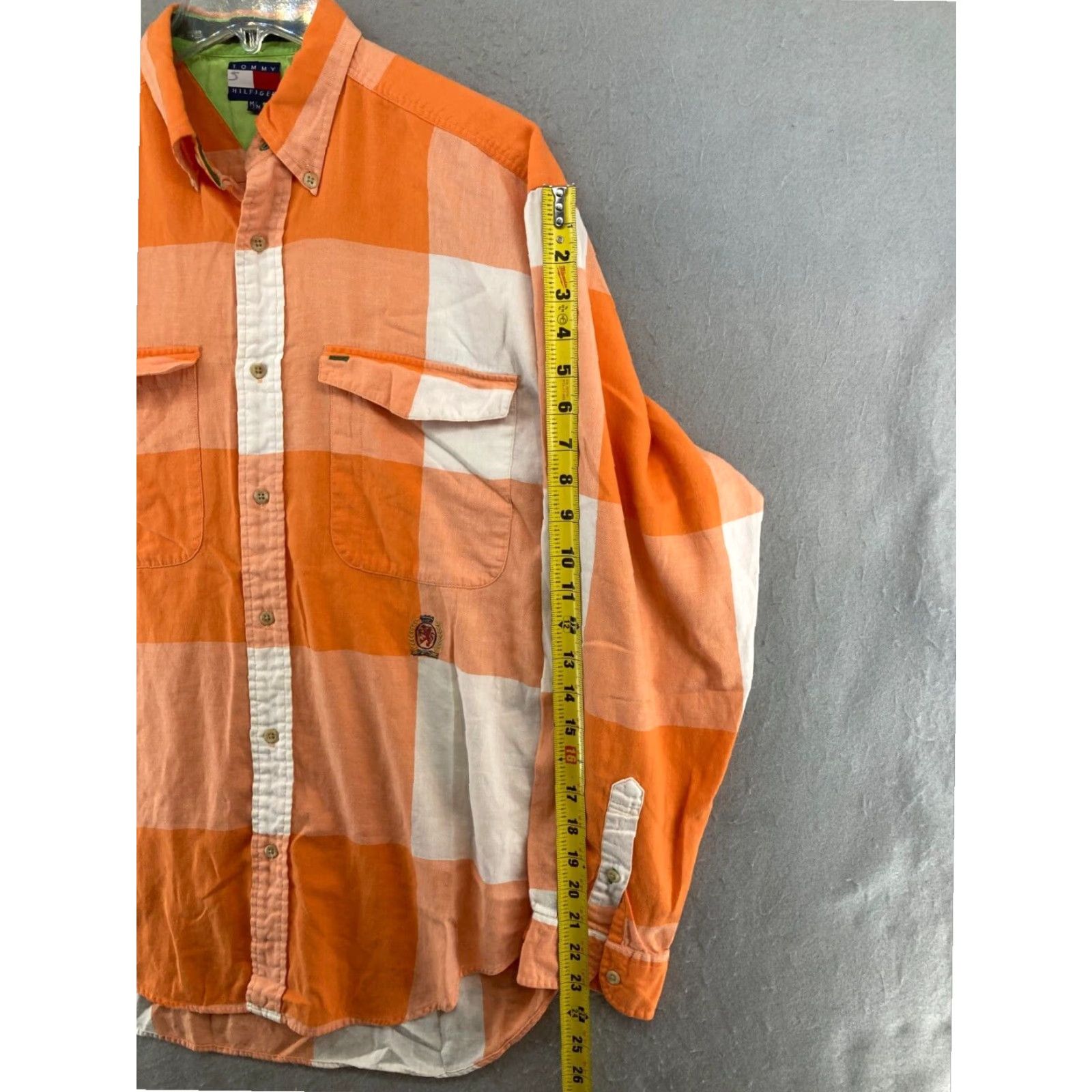 Tommy Hilfiger Tommy Hilfiger Mens Medium Orange Plaid Check Shirt Vintage 90s Size US M / EU 48-50 / 2 - 4 Thumbnail