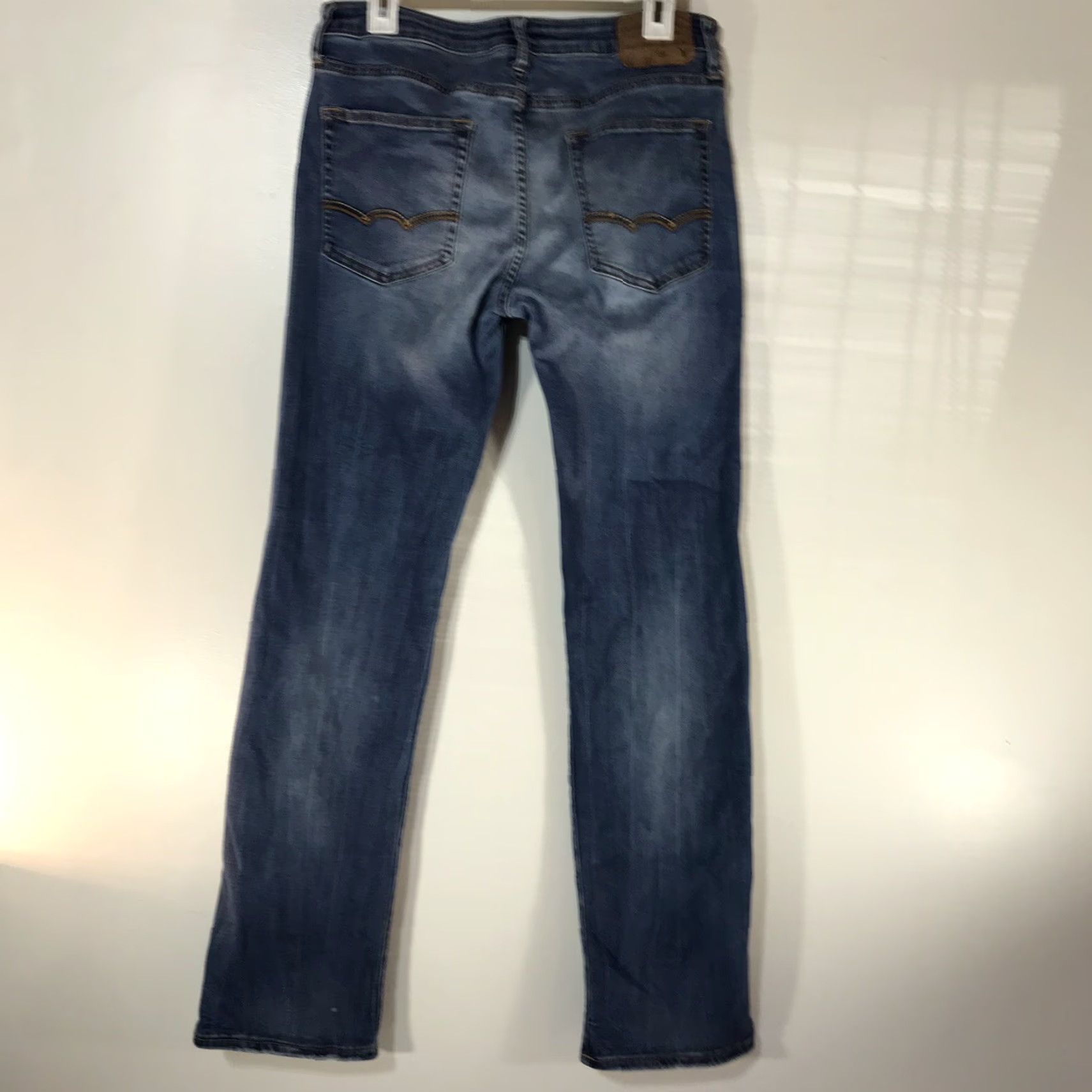 American Eagle Outfitters VINTAGE American Eagle Active Flex Men's Jeans Straight Fit 32X34 Cotton Elastane Blue Light Wash Size US 32 / EU 48 - 2 Thumbnail