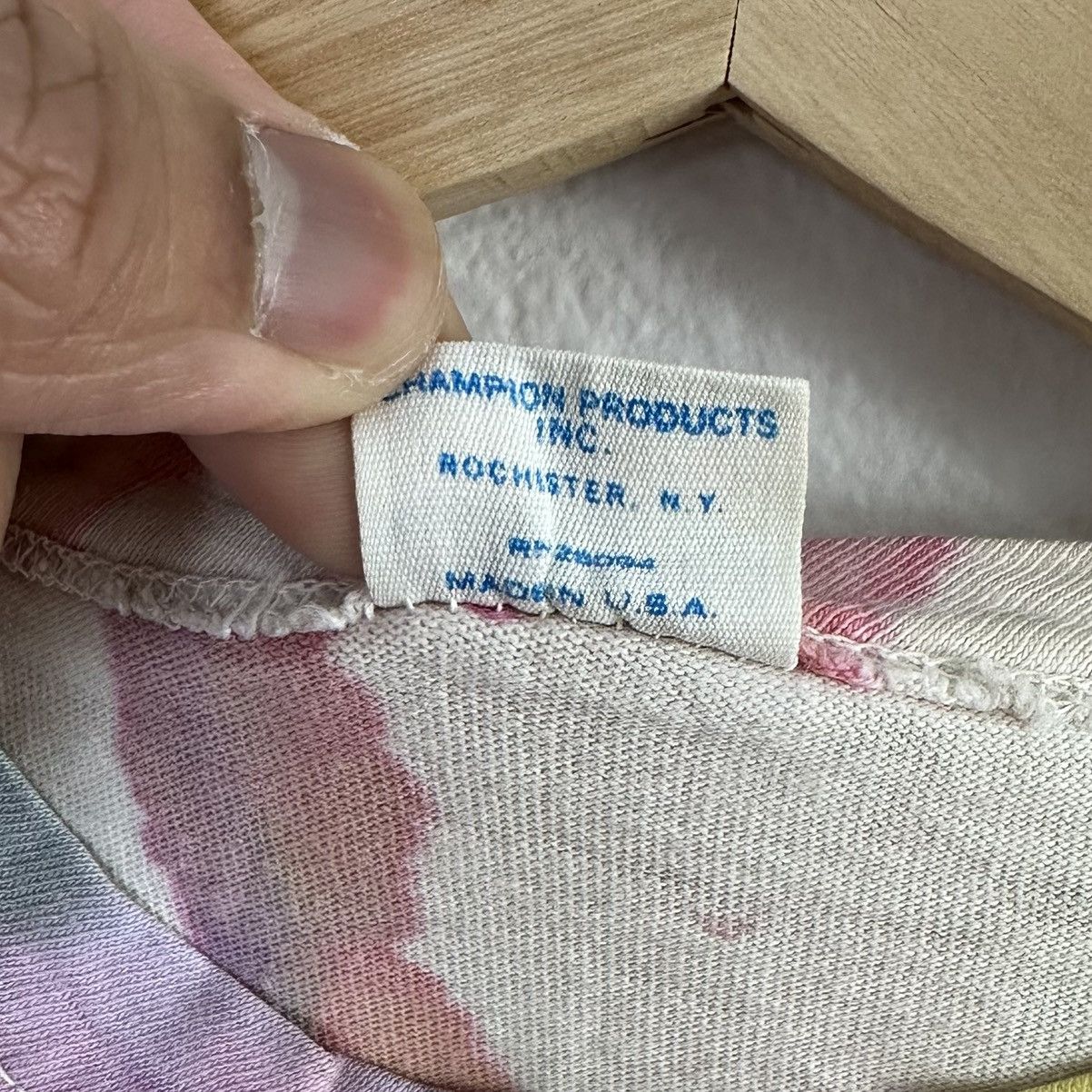 Champion × Vintage Vintage 1970s Champion Blue Bar T Shirt M YMCA Camp Tie Dye Size US M / EU 48-50 / 2 - 4 Thumbnail