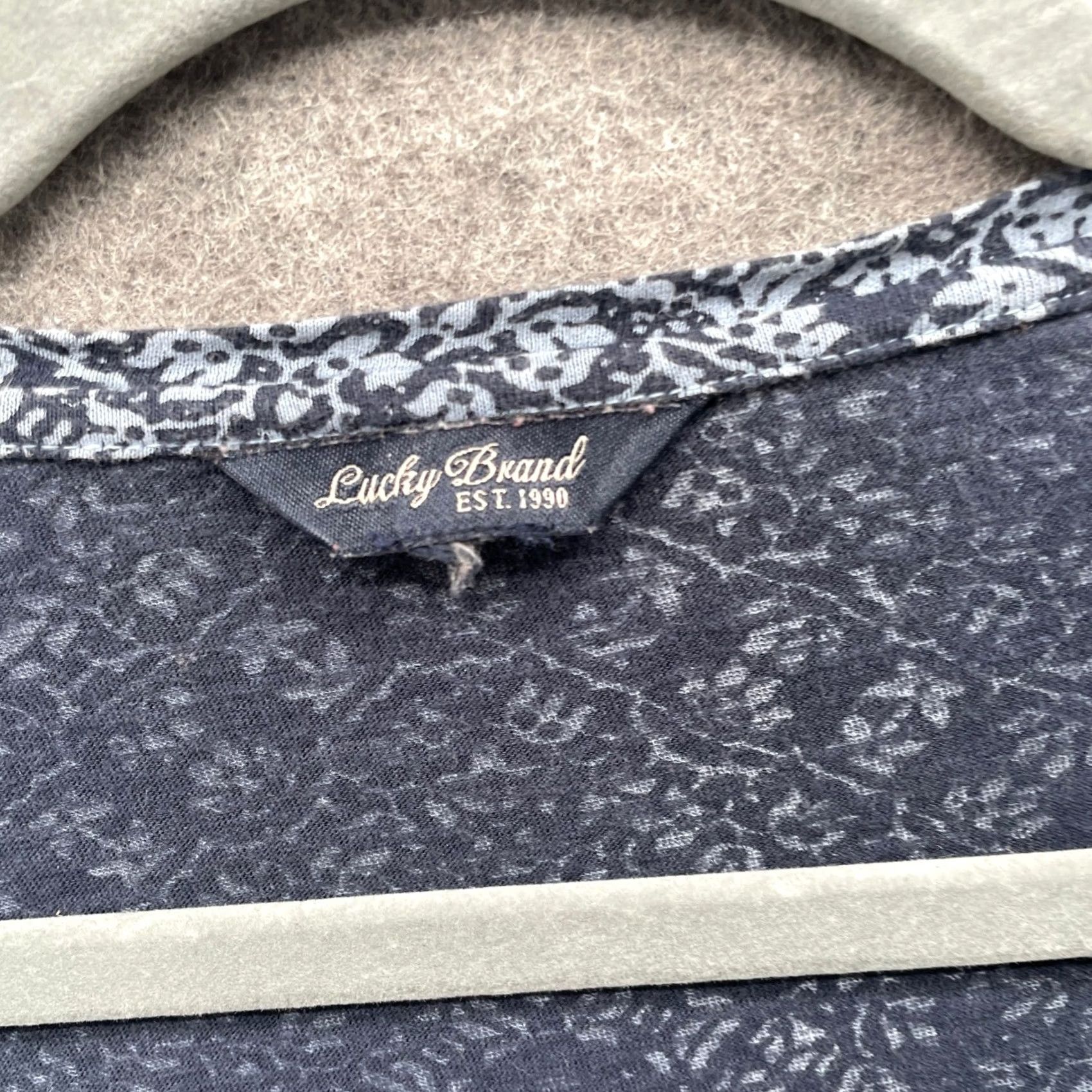 Lucky Brand Lucky T-Shirt Womens 2X Navy Blue Boho Print 3/4 Sleeve Modal Blend Size XXL / US 16-18 / IT 52-54 - 5 Thumbnail
