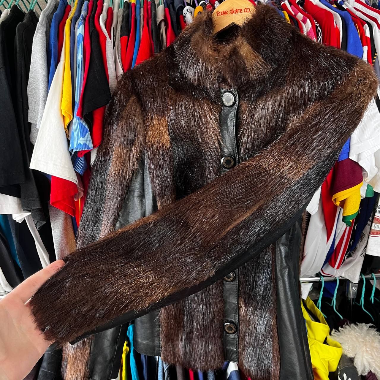 Vintage Vintage Womens Leather Fur Black/Brown Jacket Y2K Size M / US 6-8 / IT 42-44 - 8 Thumbnail
