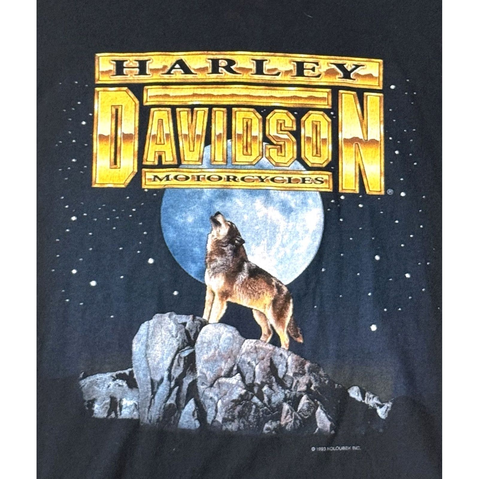 Harley Davidson VINTAGE Harley-Davidson Shirt Unisex Adults Large Black 1990s Howling Wolf Sturgis Biker Size US L / EU 52-54 / 3 - 3 Thumbnail