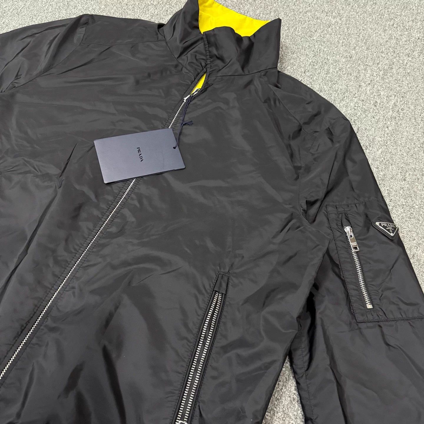 Prada Prada black yellow nylon 2-sided triangle logo jacket 50 Size US M / EU 48-50 / 2 - 3 Thumbnail
