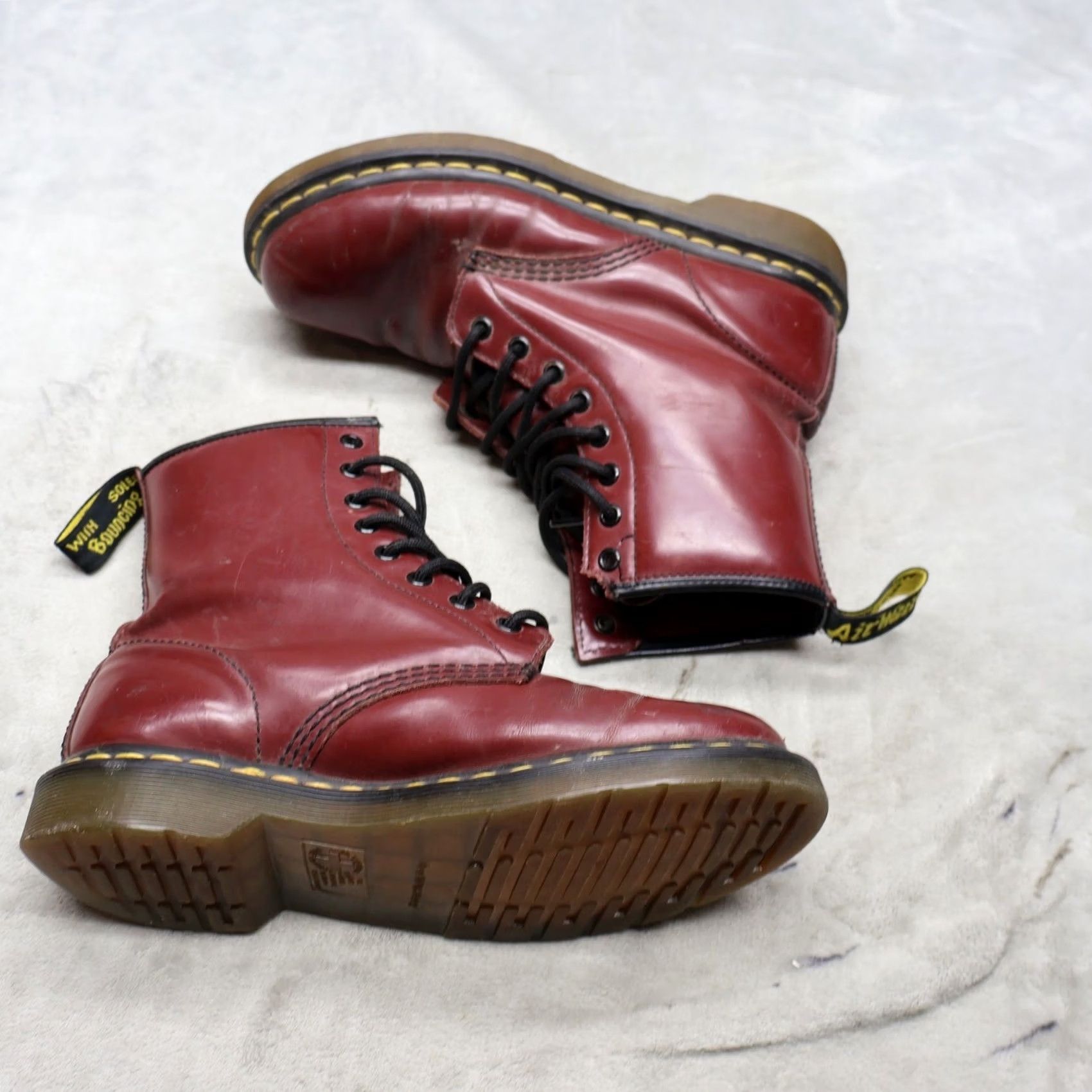 Dr. Martens Dr. Martens Combat Boots Womens 8 Red Leather Lace Up Classic Casual Size US 9 / IT 39 - 3 Thumbnail