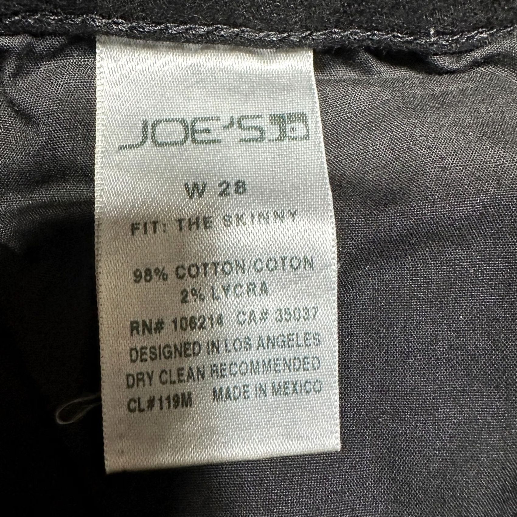 Vintage Joes Jeans The Skinny Jeans Womens 28 Black Cotton Stretch 5-Pocket Logo Size 28" / US 6 / IT 42 - 6 Thumbnail