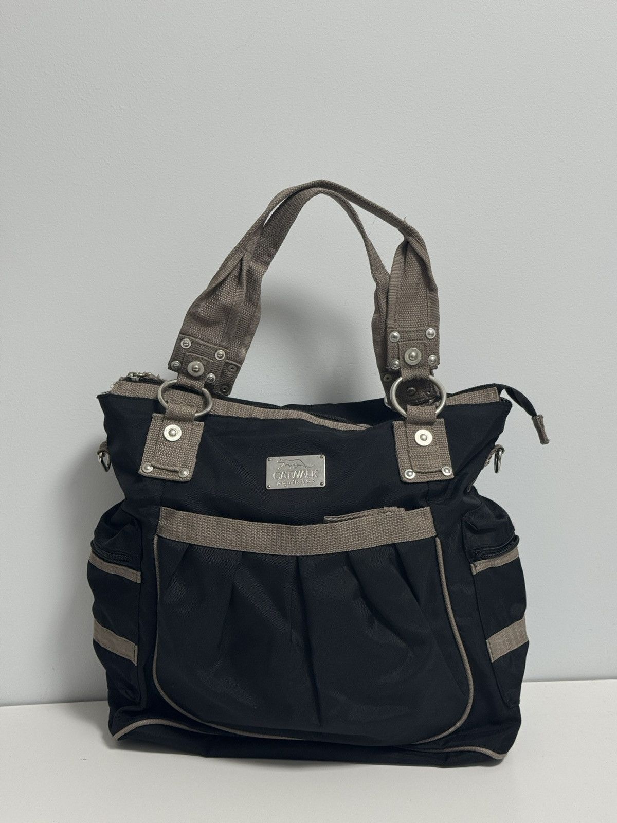 Other Catwalk Stylish Black Tote Bag Multi Pocket Nylon Shoulder Size ONE SIZE - 1 Thumbnail
