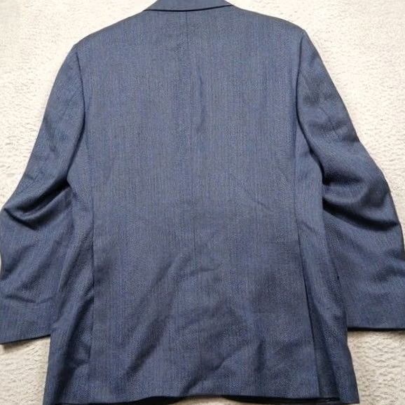 Vintage Royal Classic Men's 44R Blue Herringbone Wool Two Button Blazer Size 44R - 3 Thumbnail