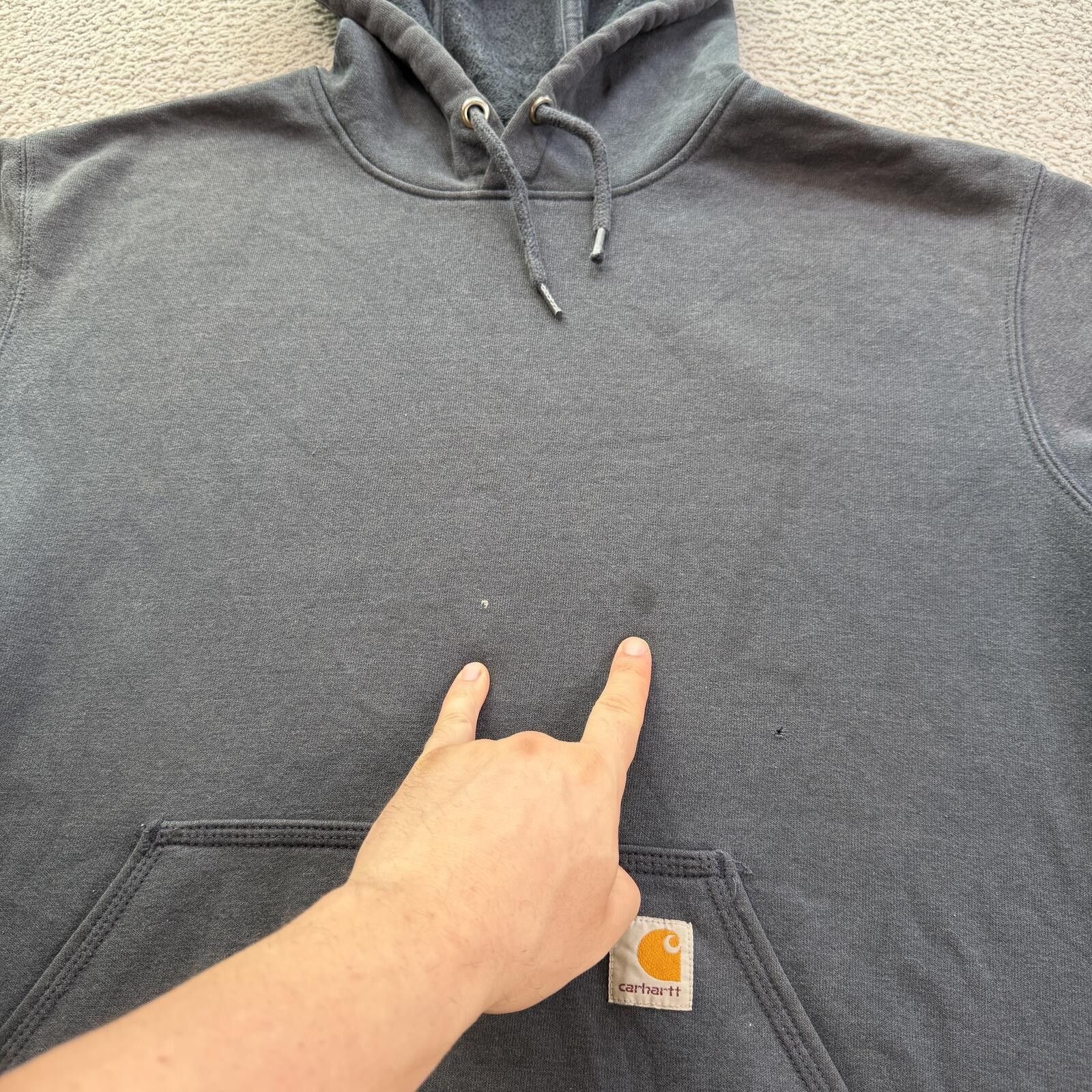 Carhartt Carhartt Faded Blue Hoodie Mens Distressed Workwear Grunge Size US L / EU 52-54 / 3 - 6 Thumbnail