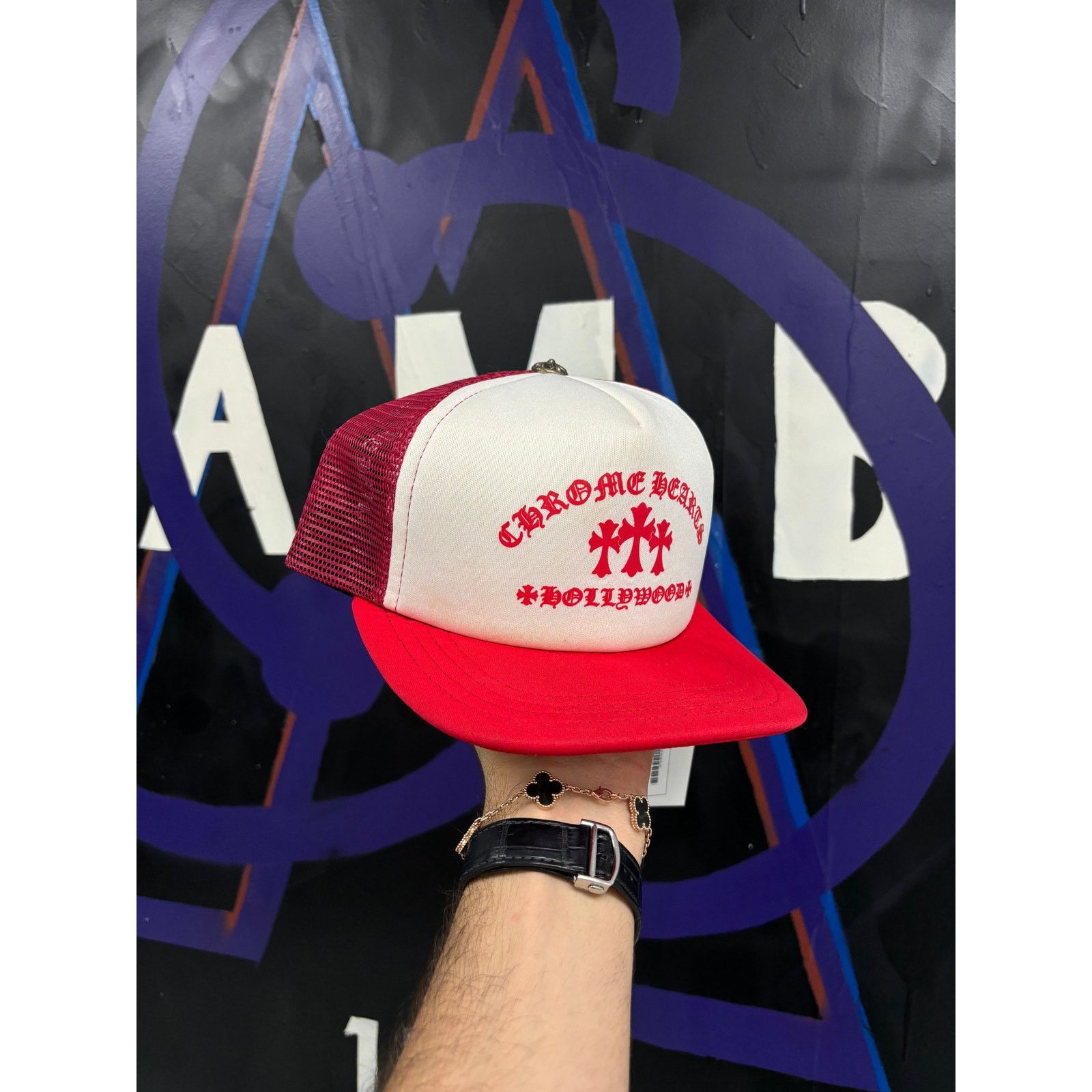 Chorme Hearts King Taco Cap Red White Used OS