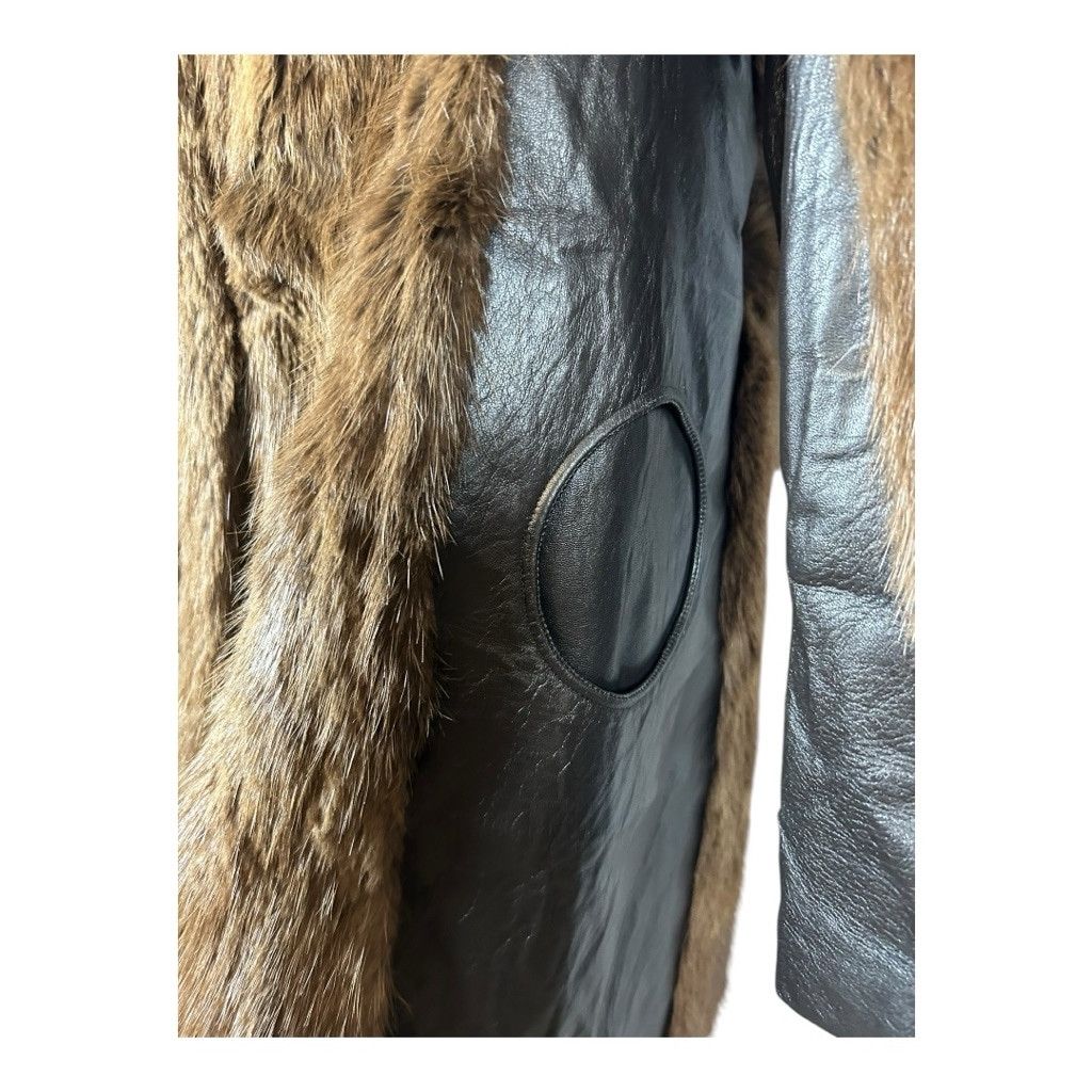 Handmade Rare Vintage Mob Wife Real Mink Fur and Leather Long Coat Size M / US 6-8 / IT 42-44 - 8 Thumbnail