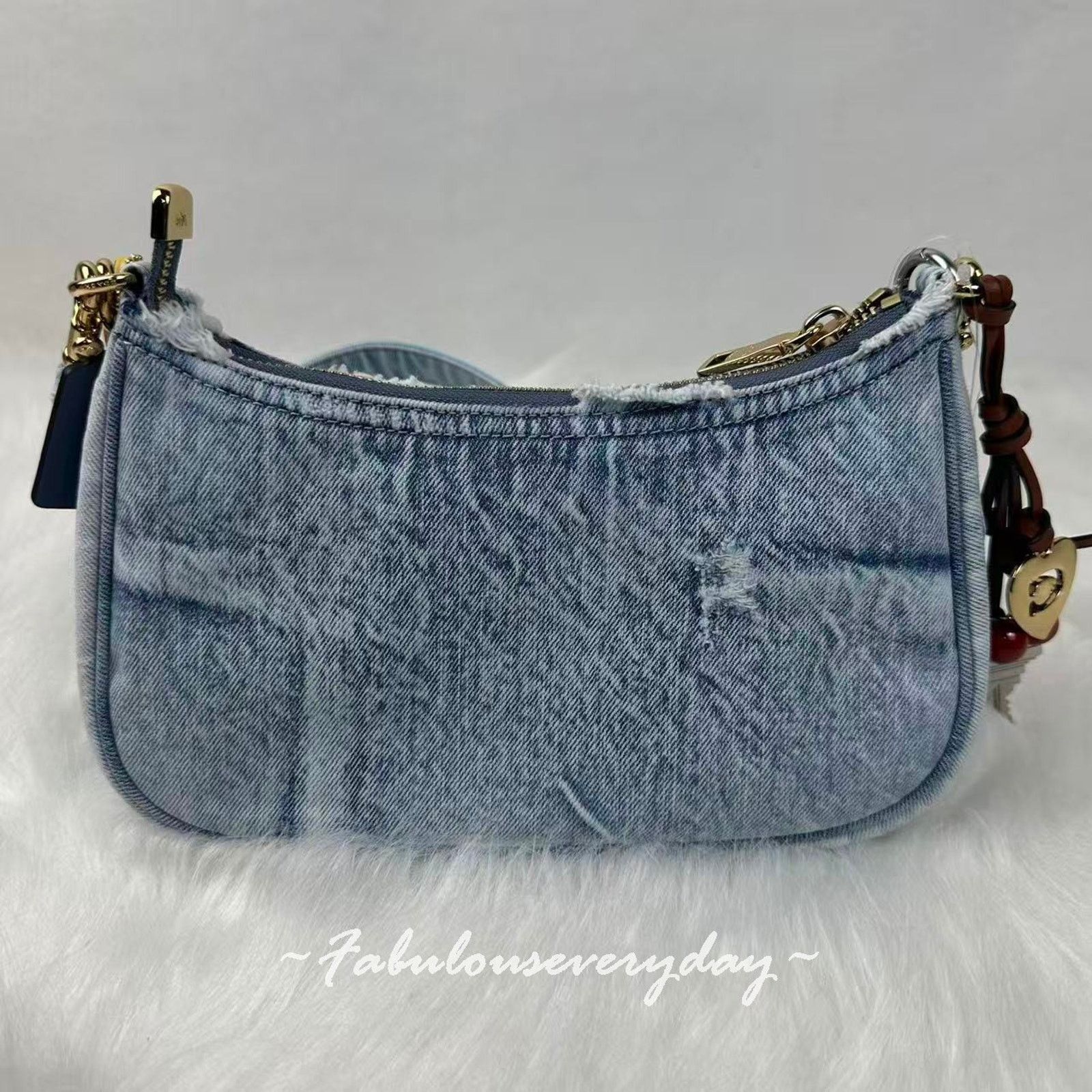 Coach Coach Teri Shoulder Loved Denim Charms Gold/Light Indigo Size ONE SIZE - 7 Thumbnail