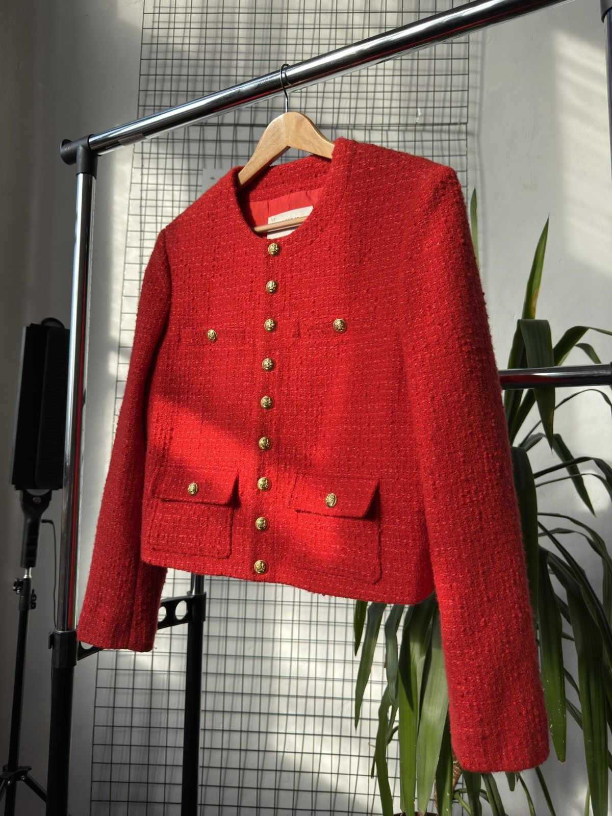 Celine Celine Chasseur Tweed Evening Wool Jacket Red Gold Buttoned Size M / US 6-8 / IT 42-44 - 23 Thumbnail
