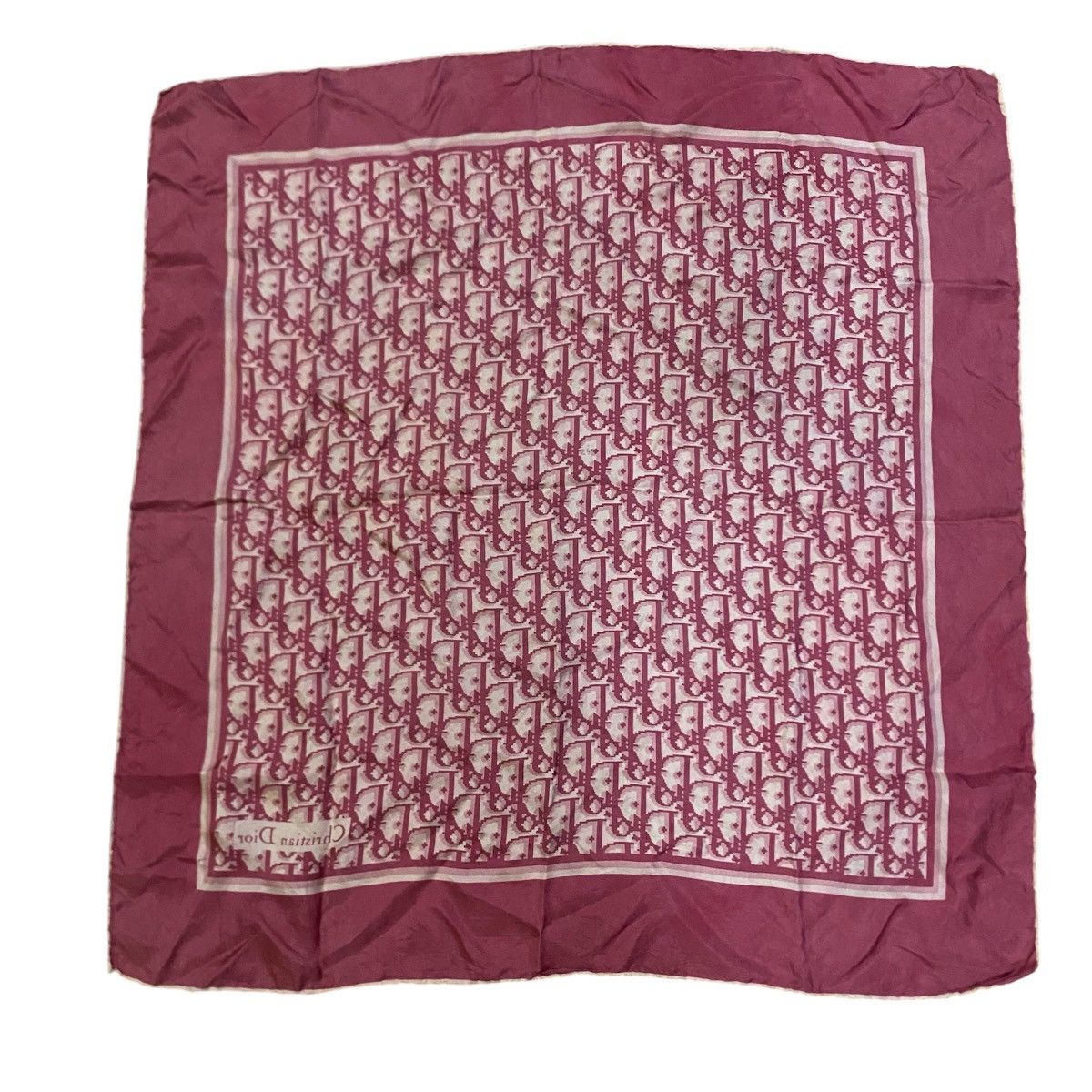 Christian Dior Monsieur Christian Dior Scarf Monogram in Red Burgundy Silk Size ONE SIZE - 5 Thumbnail
