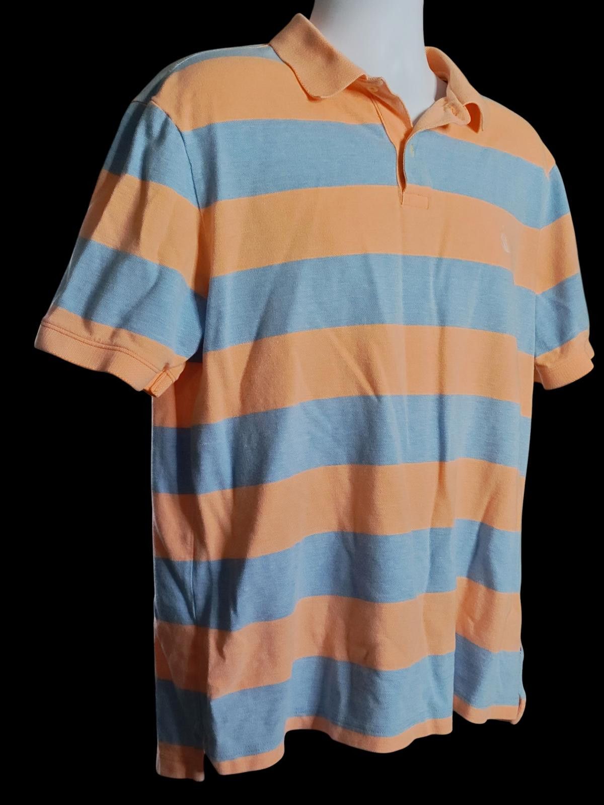 Nautica Men's Short Sleeve Polo Shirt Blue and Orange Stripes Size US L / EU 52-54 / 3 - 4 Thumbnail