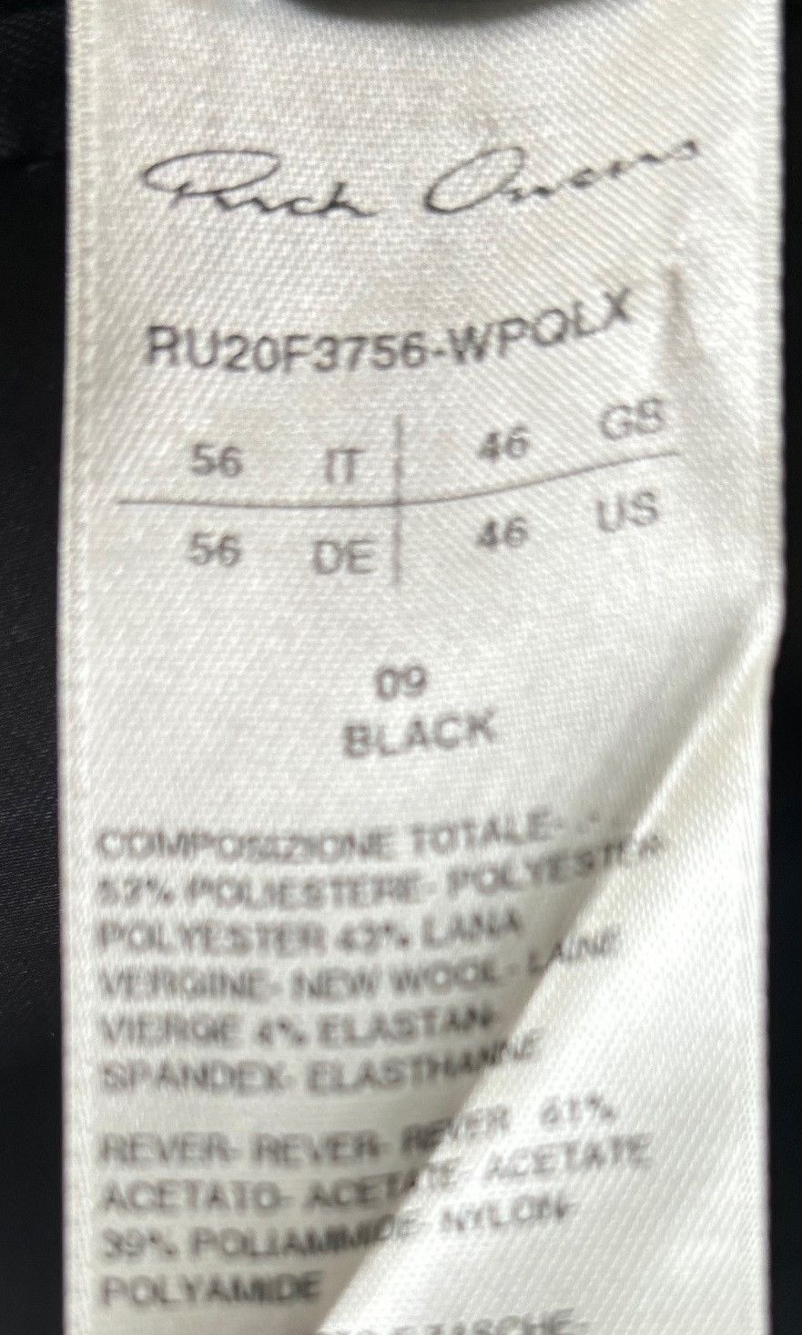 Rick Owens Blazer Performa F/W 20, RU20F3756 WPQLX, Size 56 Size 52R - 8 Thumbnail