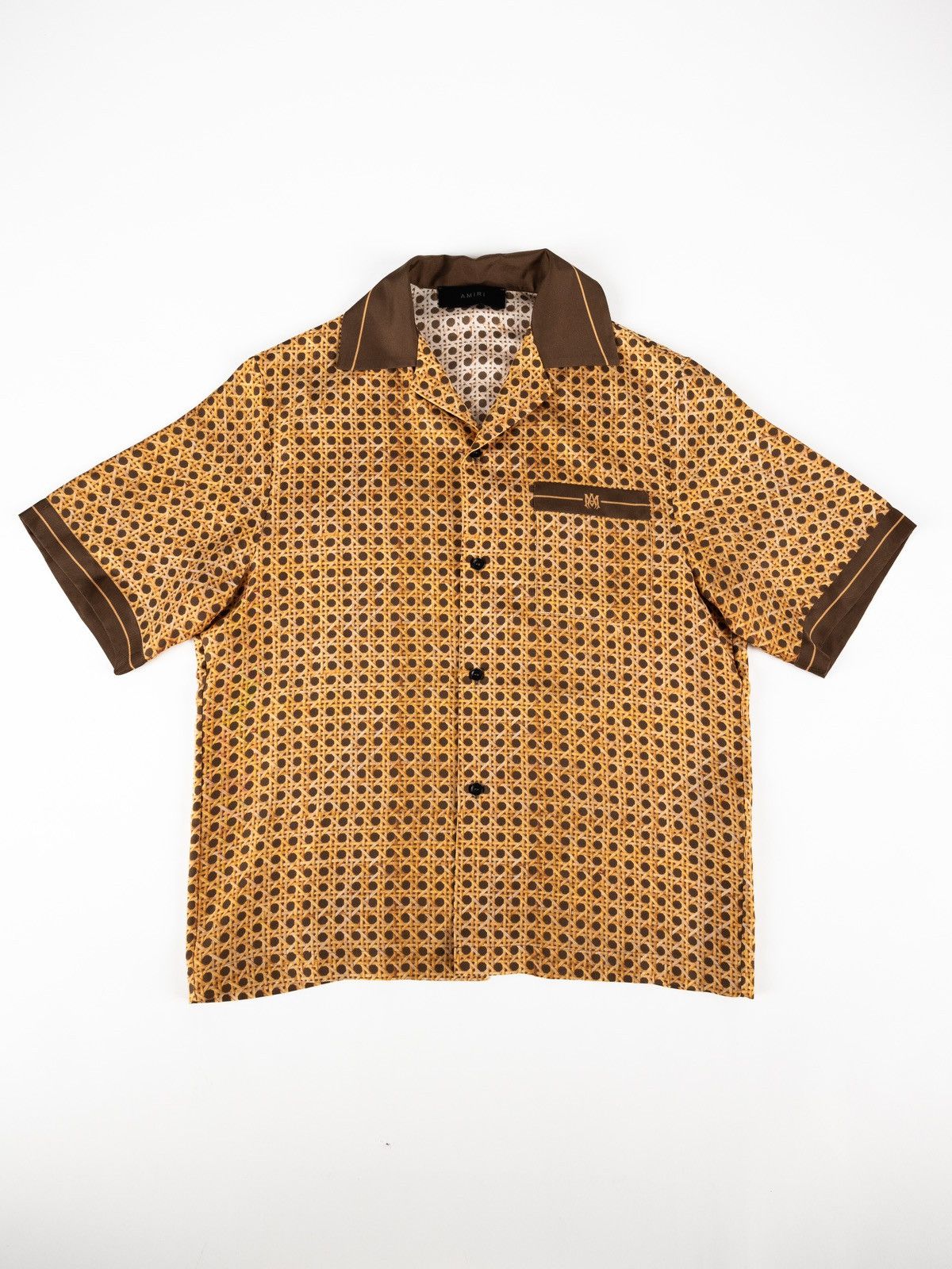 image of Amiri Weave Pattern Silk Shirt in Tan, Men's (Size Small)