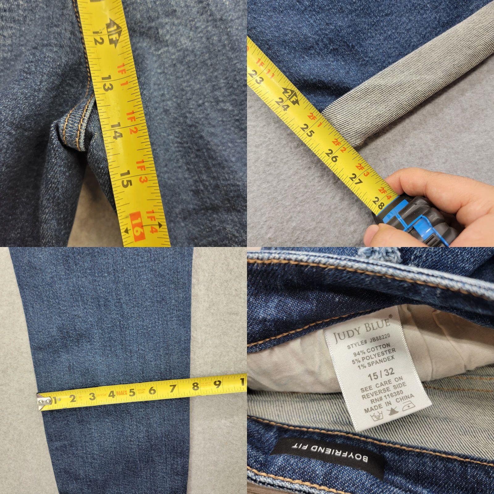 Vintage Judy Blue jeans Womens Size 15/32 Boyfriend Fit Distressed Style JB88220 Jeans Distressed Womens Boyfriend - Size 36" / US 14 / IT 50 - 9 Thumbnail