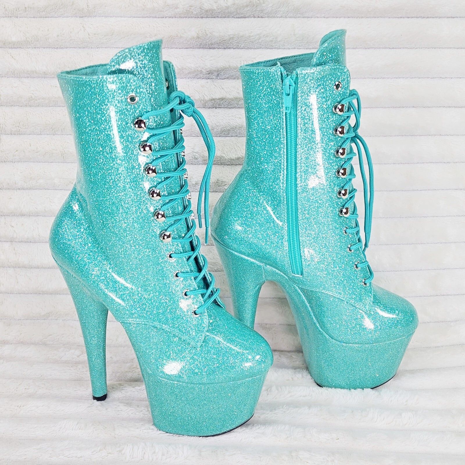 Other Adore 1020GP AQUA Blue Glitter Patent 7" High Heel Platform Size US 6 / IT 36 - 5 Thumbnail