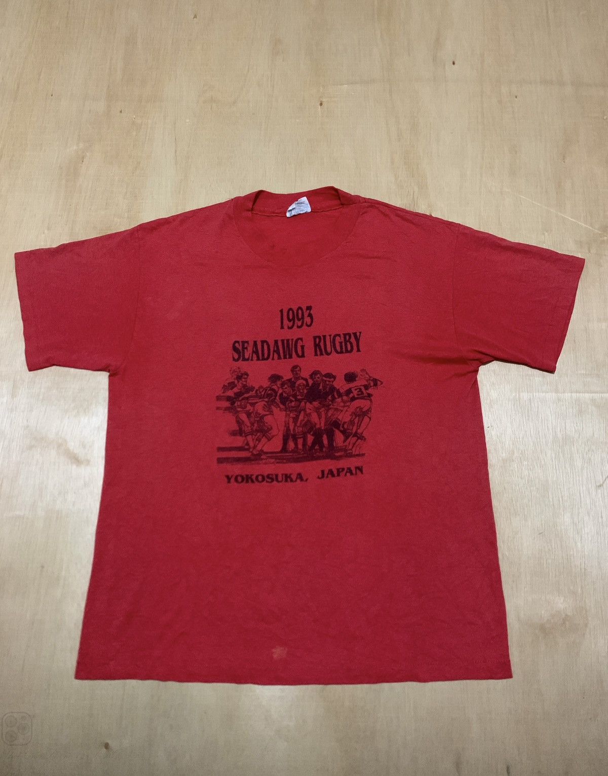 Hanes × Vintage Vintage 90s Seadawg Rugby Yokosuka Japan Tshirt Size US L / EU 52-54 / 3 - 1 Thumbnail