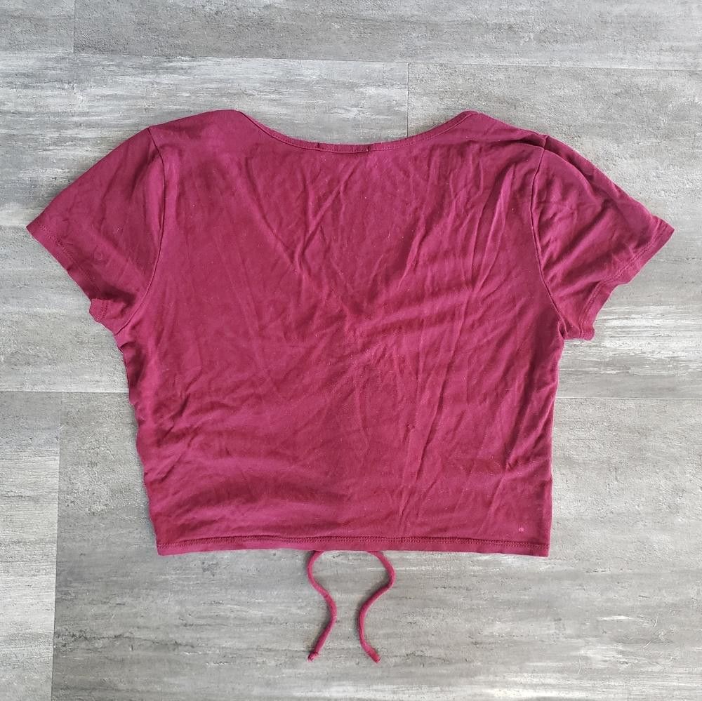 Designer Burgundy Drawstring Ambiance Cropped Short Sleeve Size L / US 10 / IT 46 - 2 Thumbnail