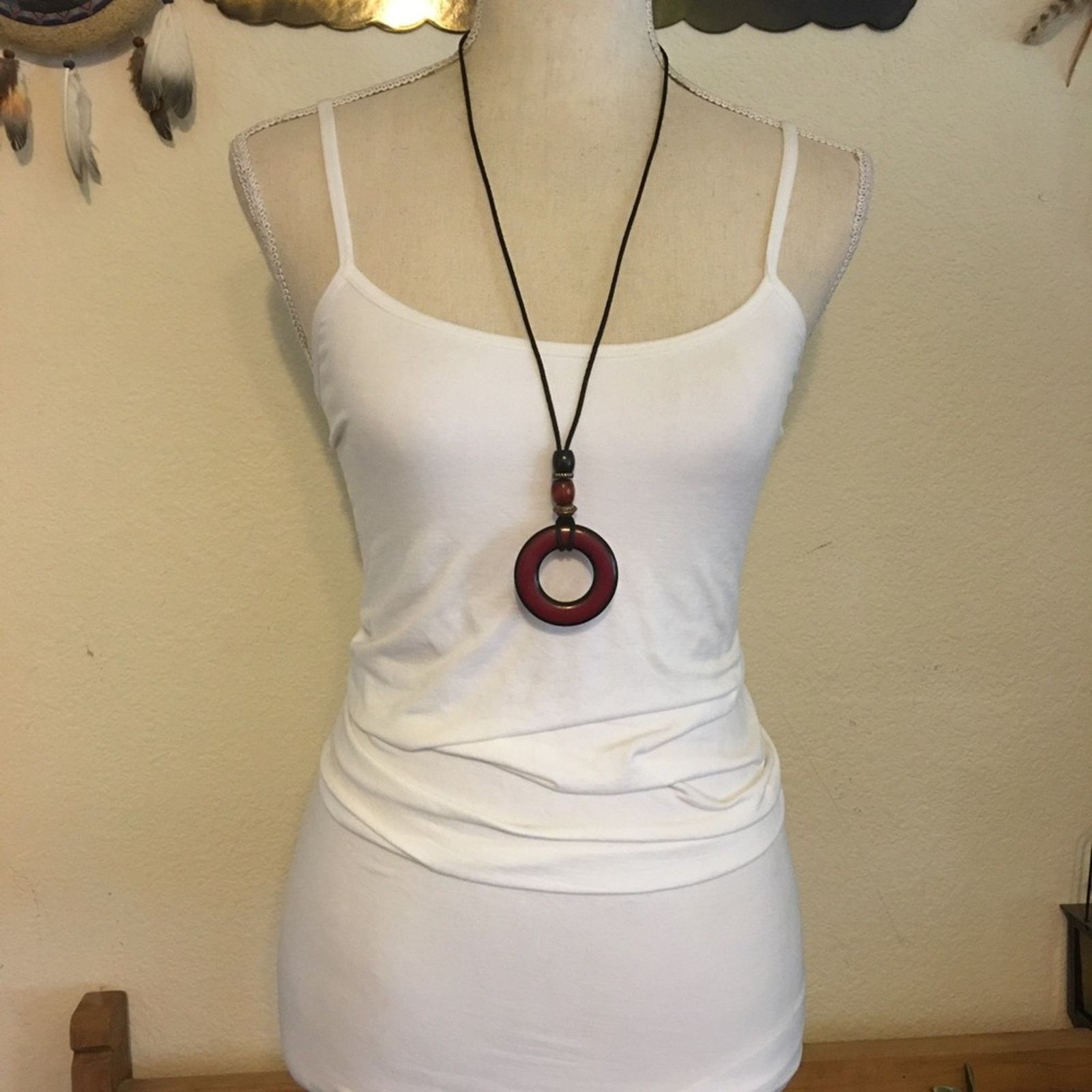 Jewelry Boho round disc beaded soft cord necklace Size ONE SIZE - 3 Thumbnail
